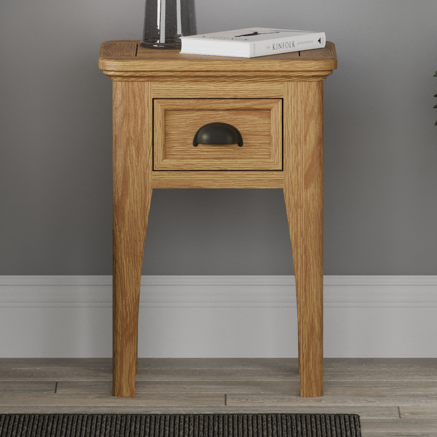 Cambridge Solid Oak 1 Drawer Bedside Table