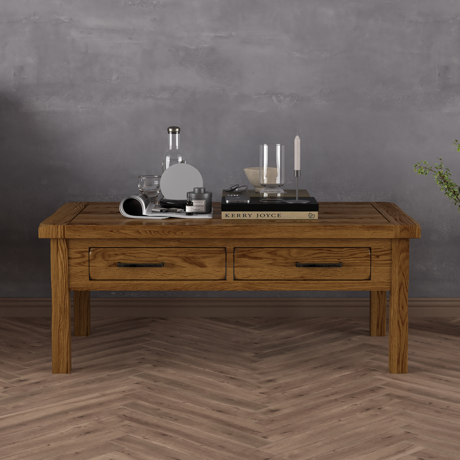 Harrogate Rustic Solid Oak 4 Drawer Coffee Table