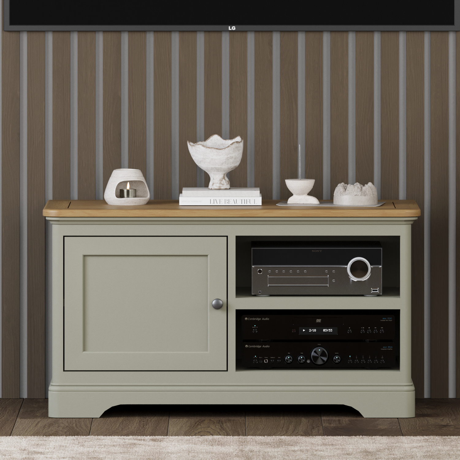 Brampton Soft Green Painted Small Tv Cabinet