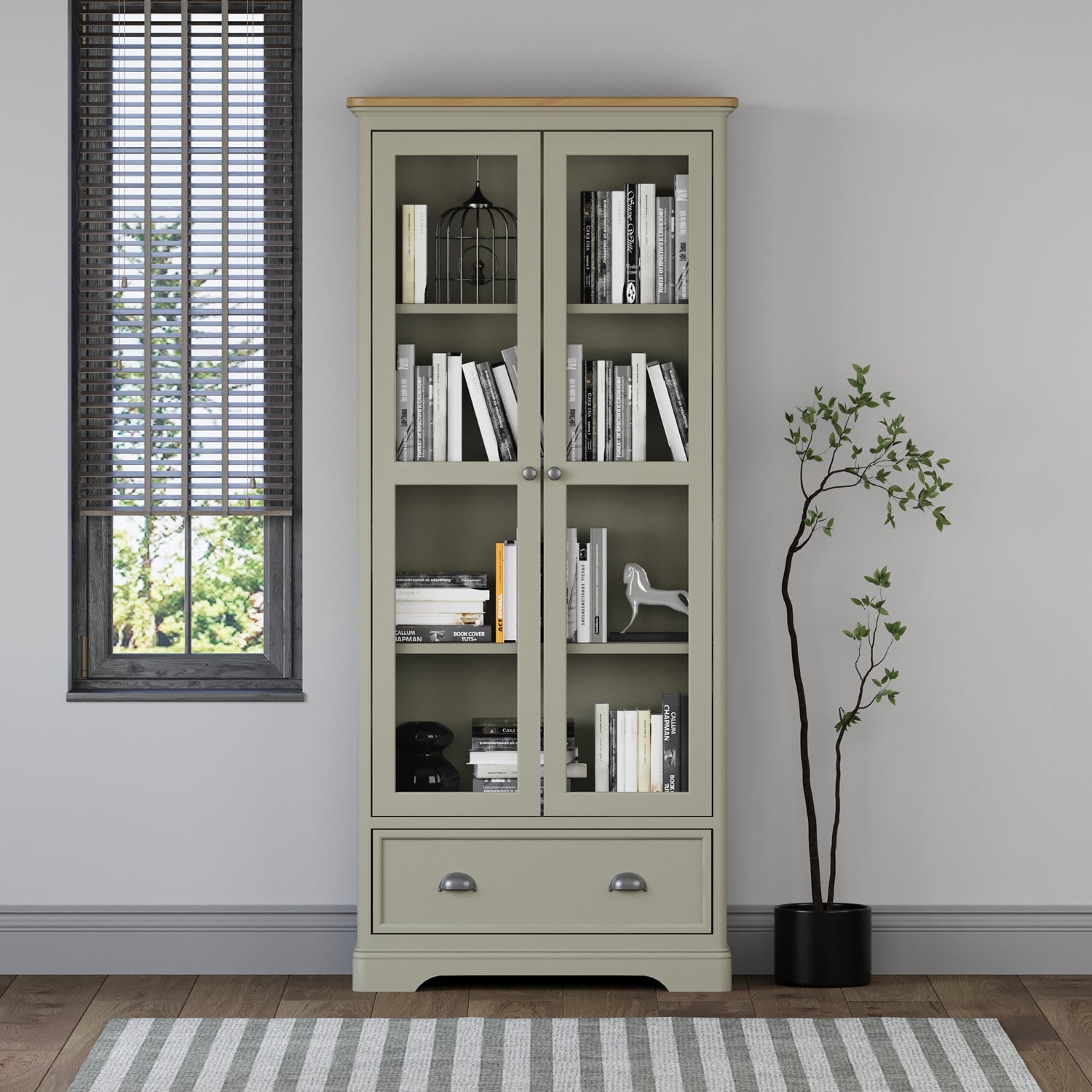 Brampton Soft Green Painted Glazed Display Cabinet