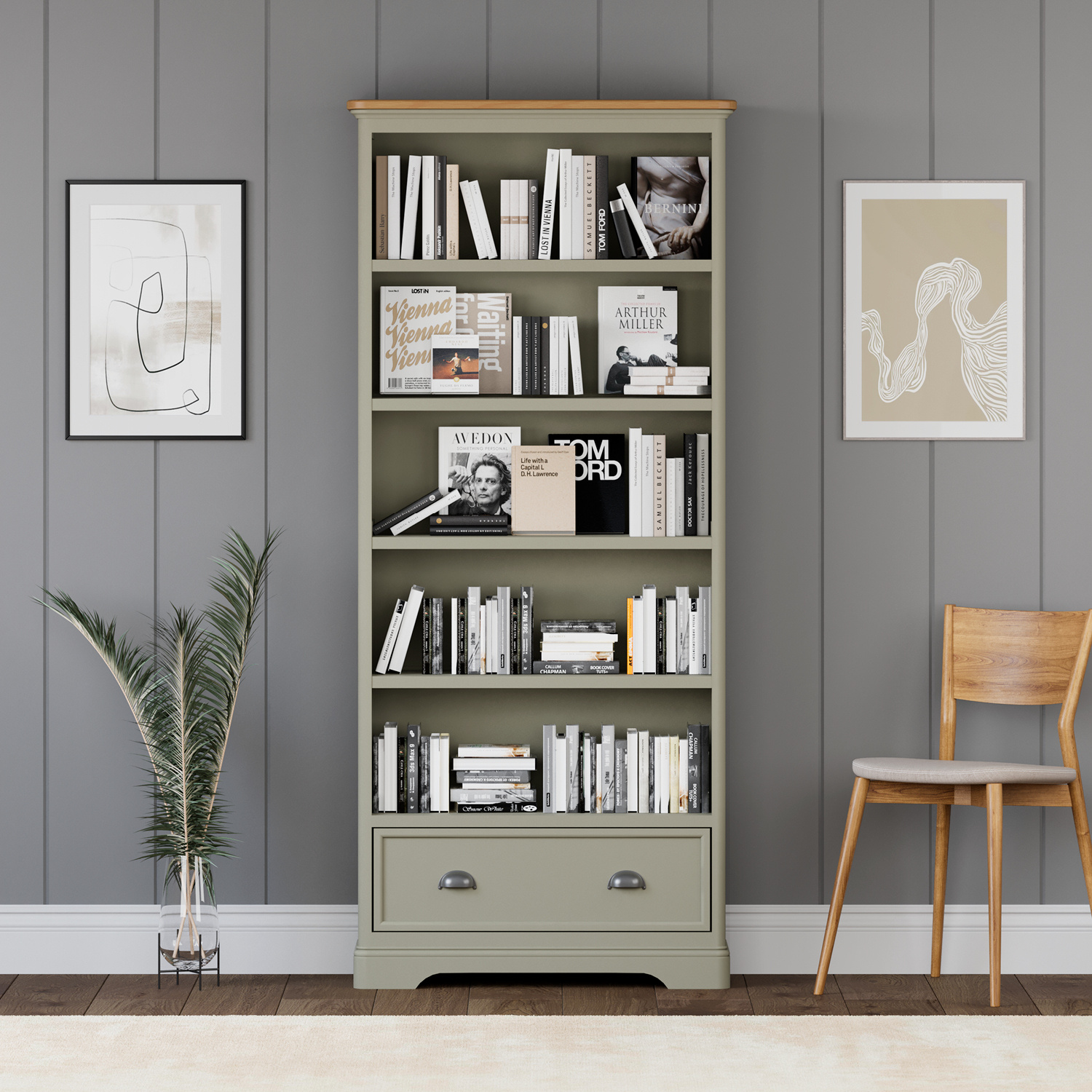 Brampton Soft Green Painted Tall Bookcase