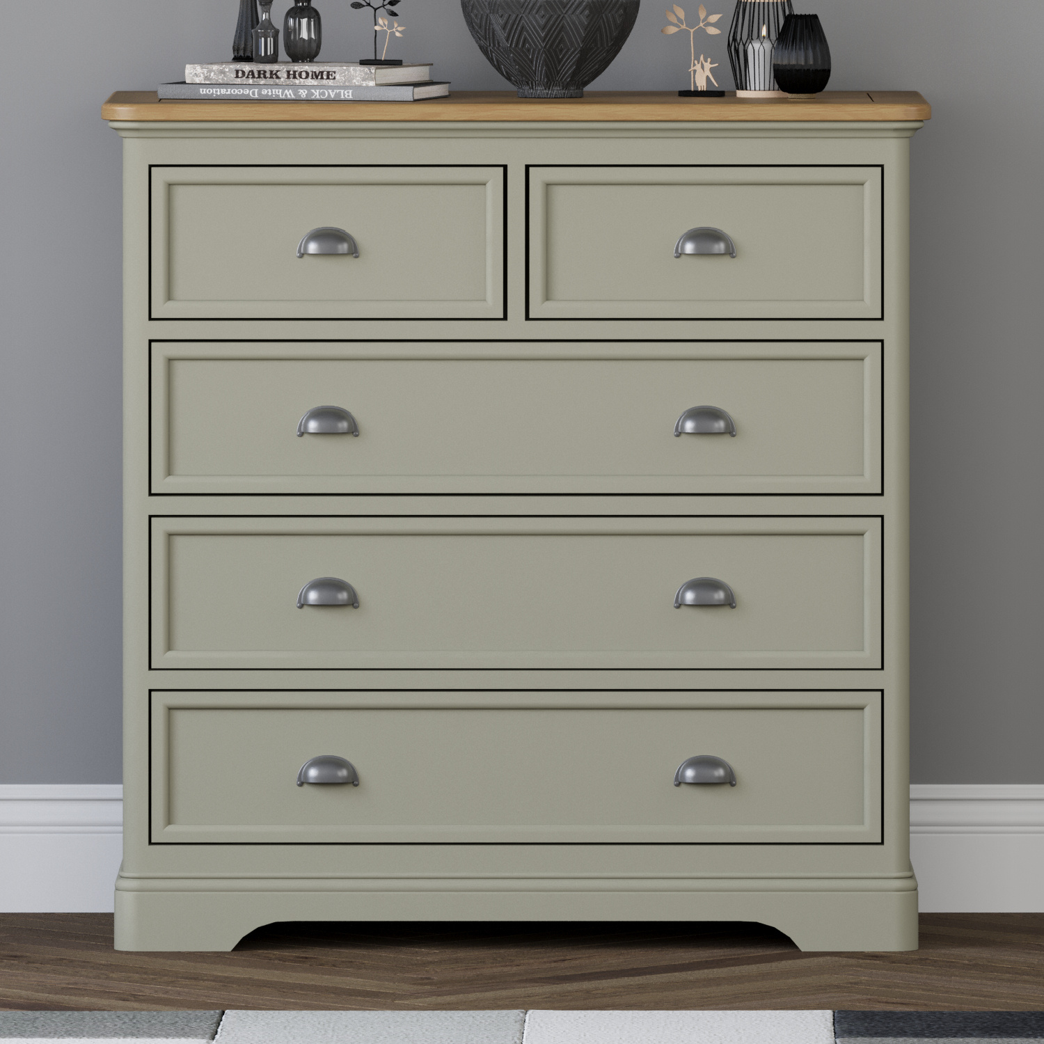 Brampton Soft Green Painted 2 Over 3 Chest Of Drawers