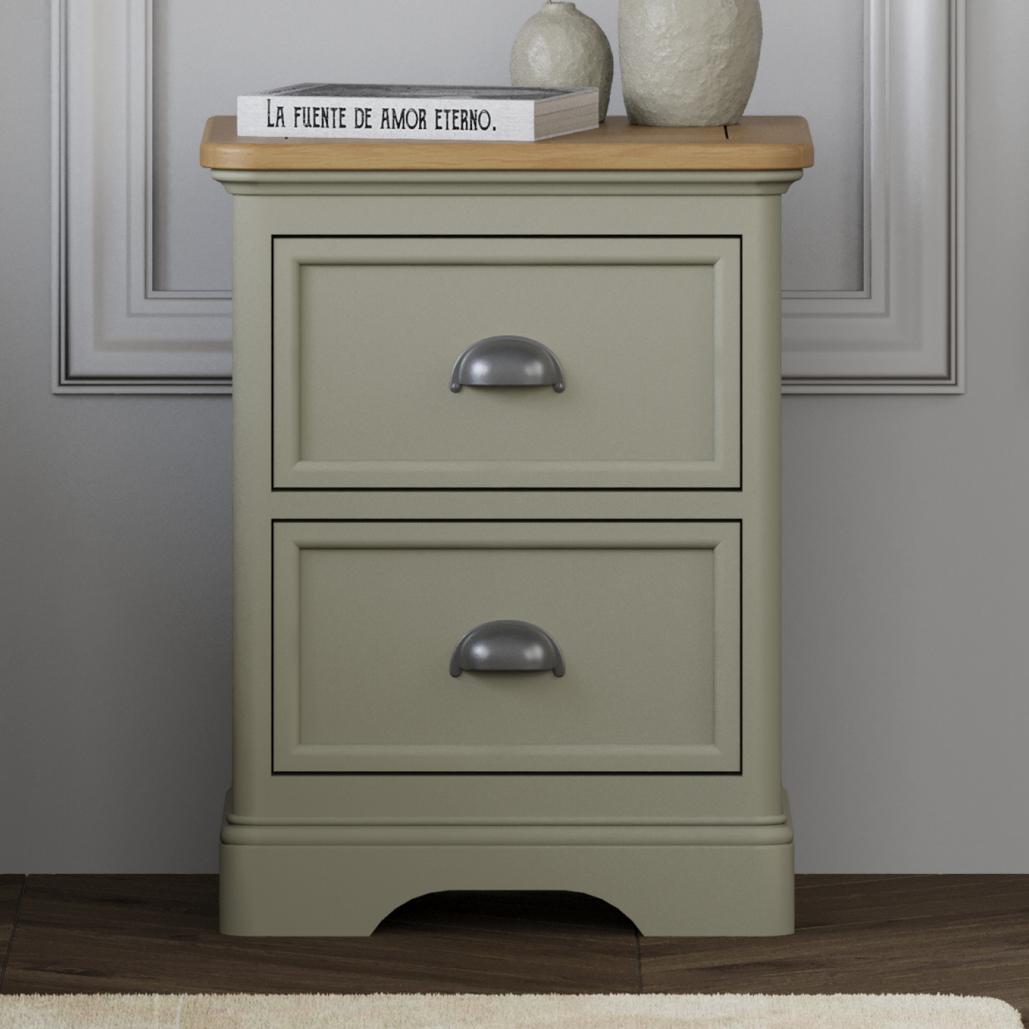 Brampton Soft Green Painted 2 Drawer Bedside Chest