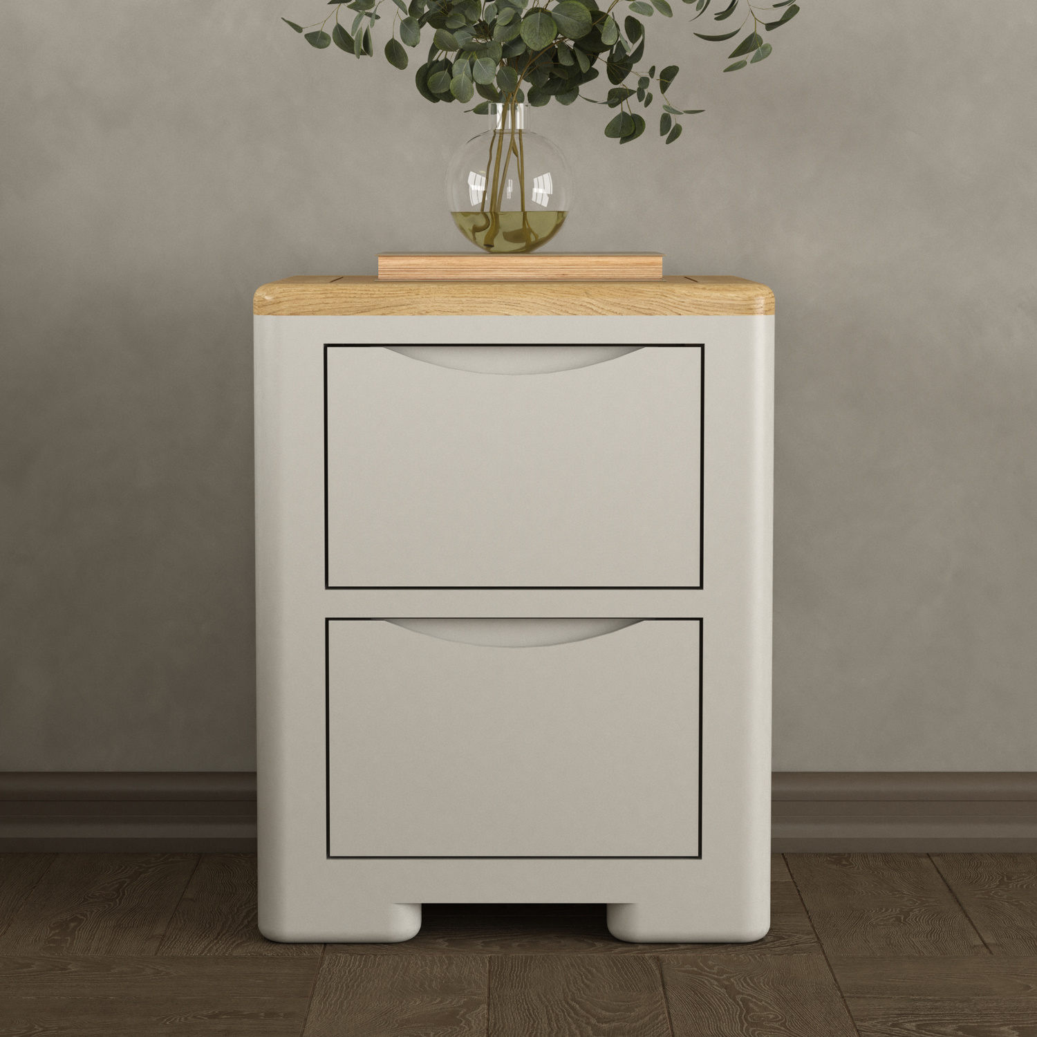 Alba Oak and Soft White Painted 2 Drawer Bedside Chest Alba Oak and Soft White Painted 2 Drawer Bedside Chest