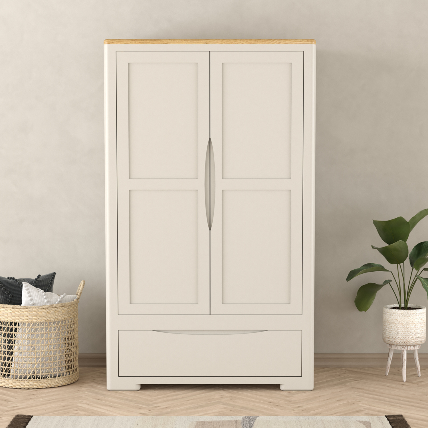 Alba Oak and Soft White Painted Double Wardrobe thumbnail