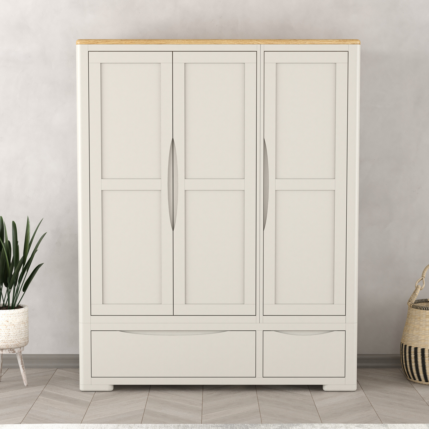 Alba Oak and Soft White Painted Triple Wardrobe thumbnail