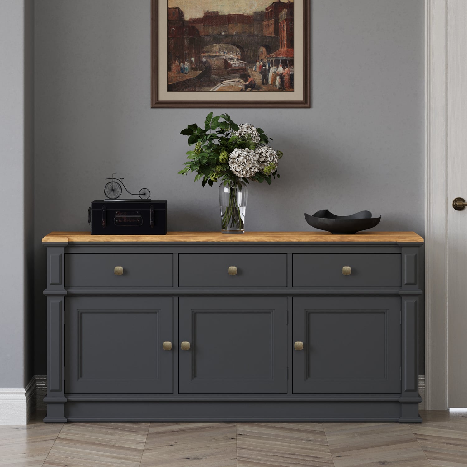 Lawson Oak And Charcoal Grey Painted Extra Large Sideboard