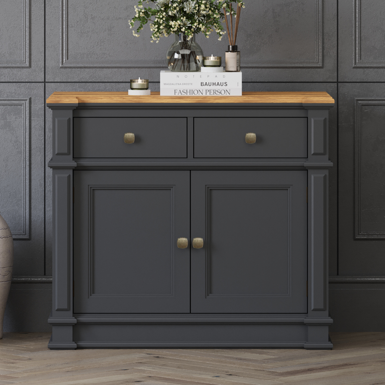 Lawson Oak and Charcoal Grey Painted Small Sideboard