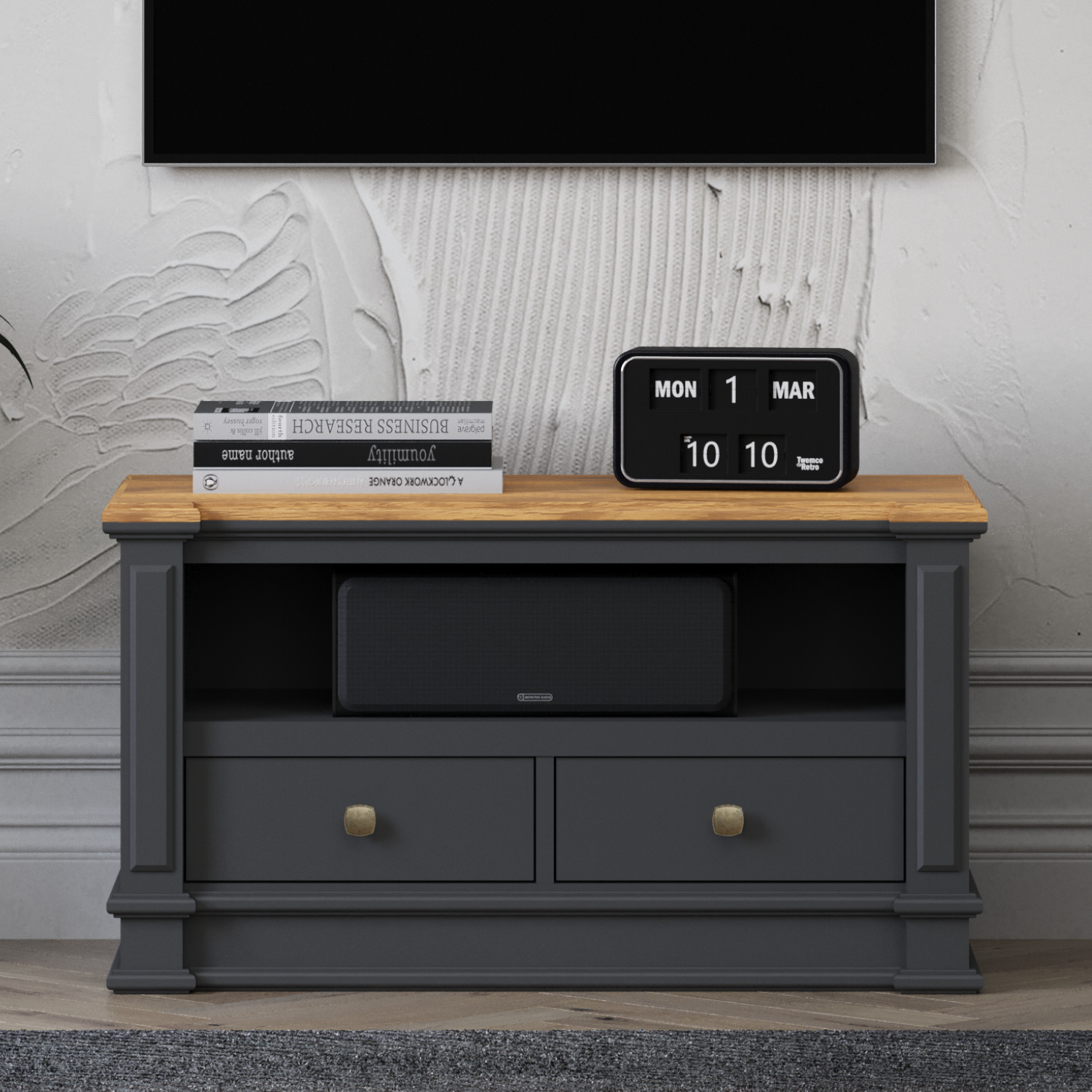 Lawson Oak And Charcoal Grey Painted Small Tv Cabinet