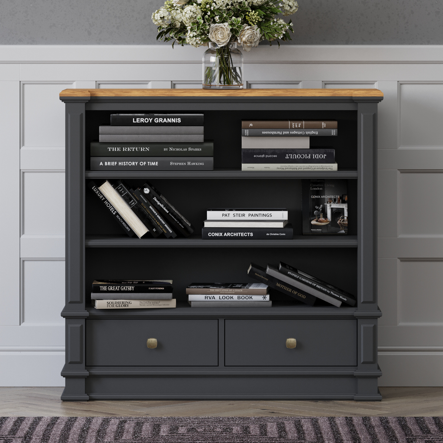 Lawson Oak and Charcoal Grey Painted Small Bookcase