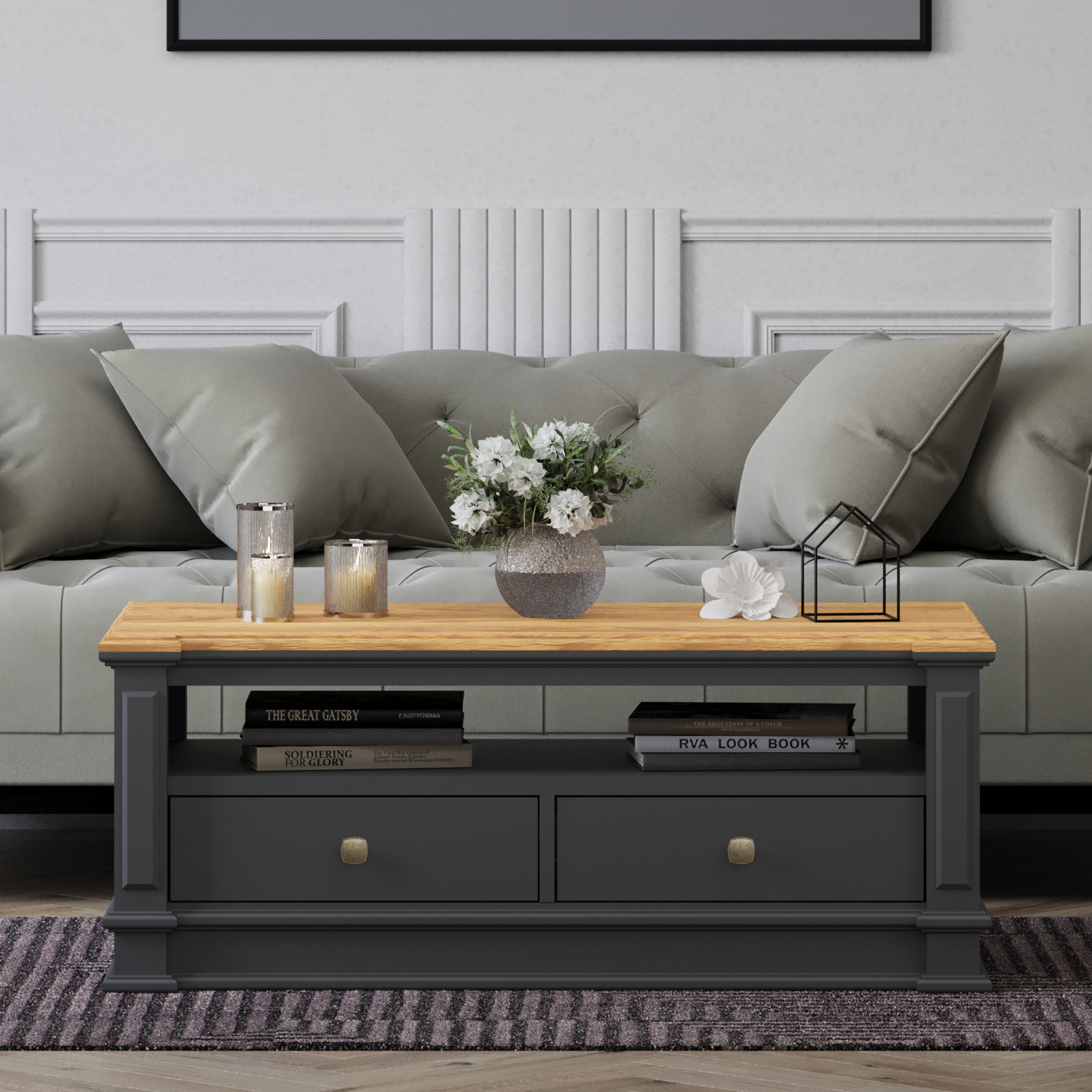 Lawson Oak and Charcoal Grey Painted Coffee Table