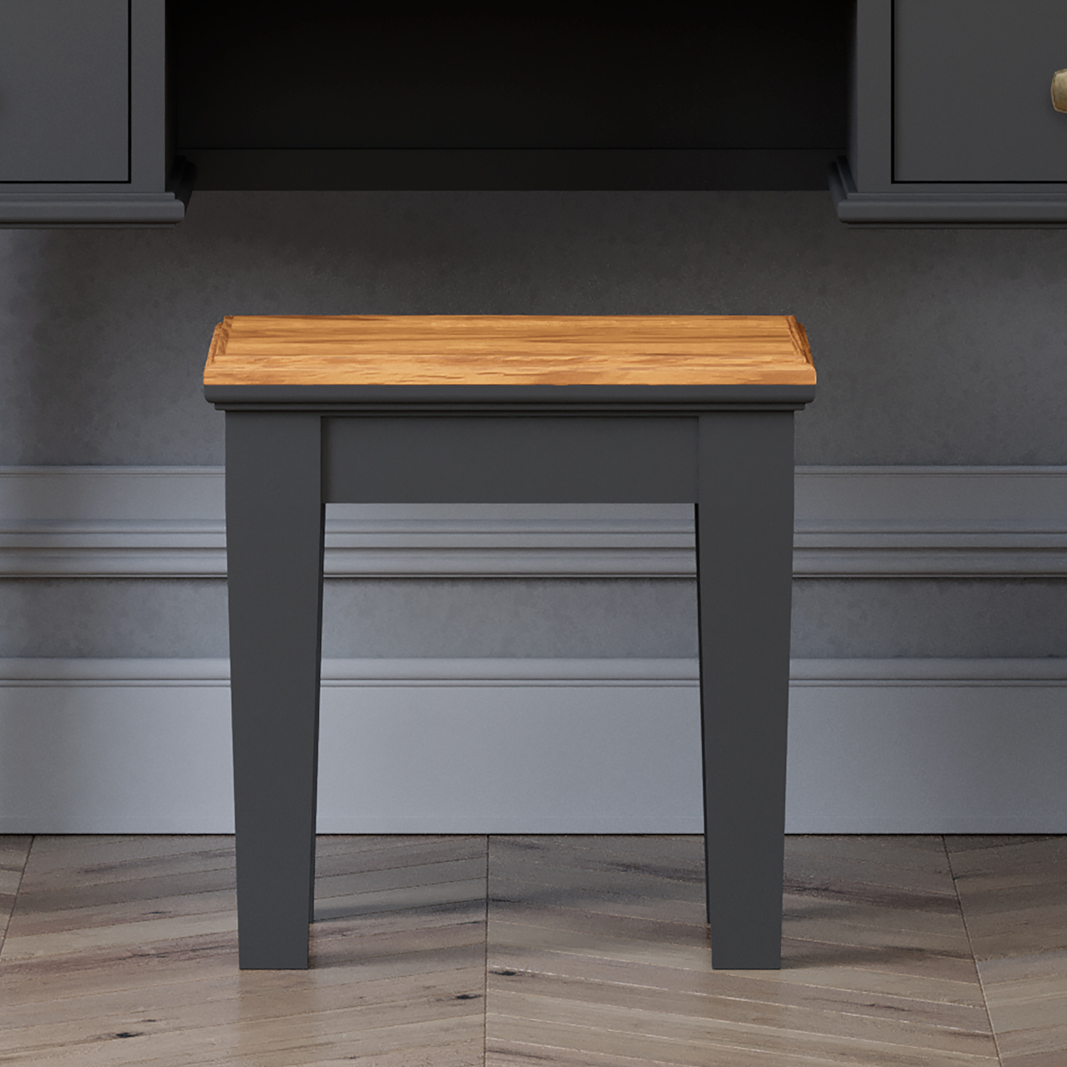 Lawson Oak and Charcoal Grey Painted Dressing Table Stool