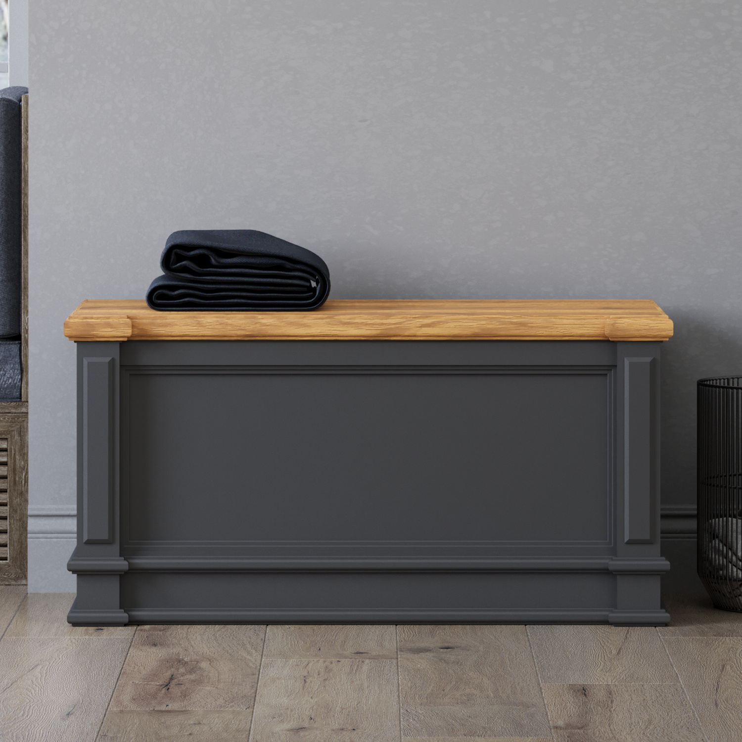 Lawson Oak and Charcoal Grey Painted Blanket Box
