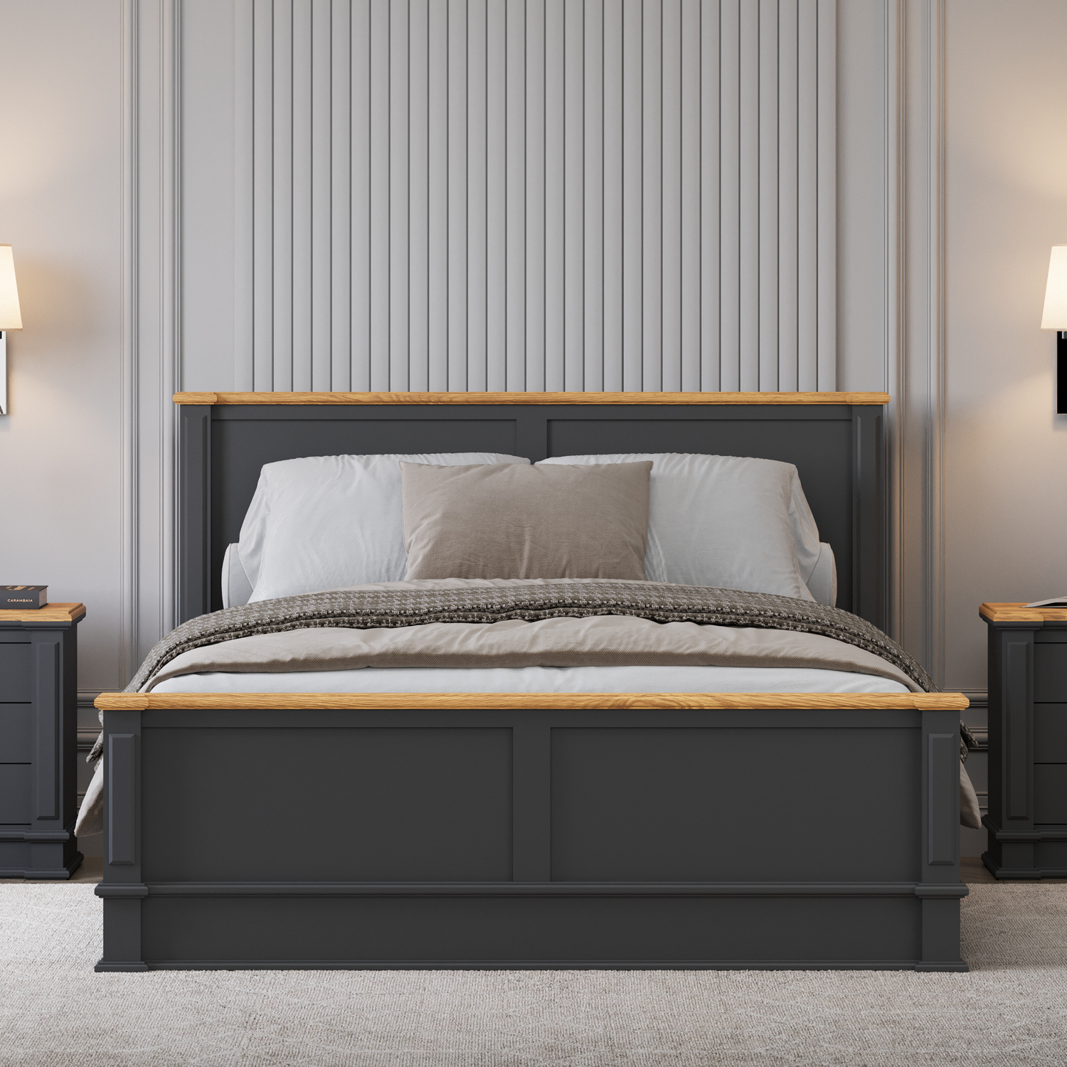 Lawson Oak And Charcoal Grey Painted Kingsize Bed