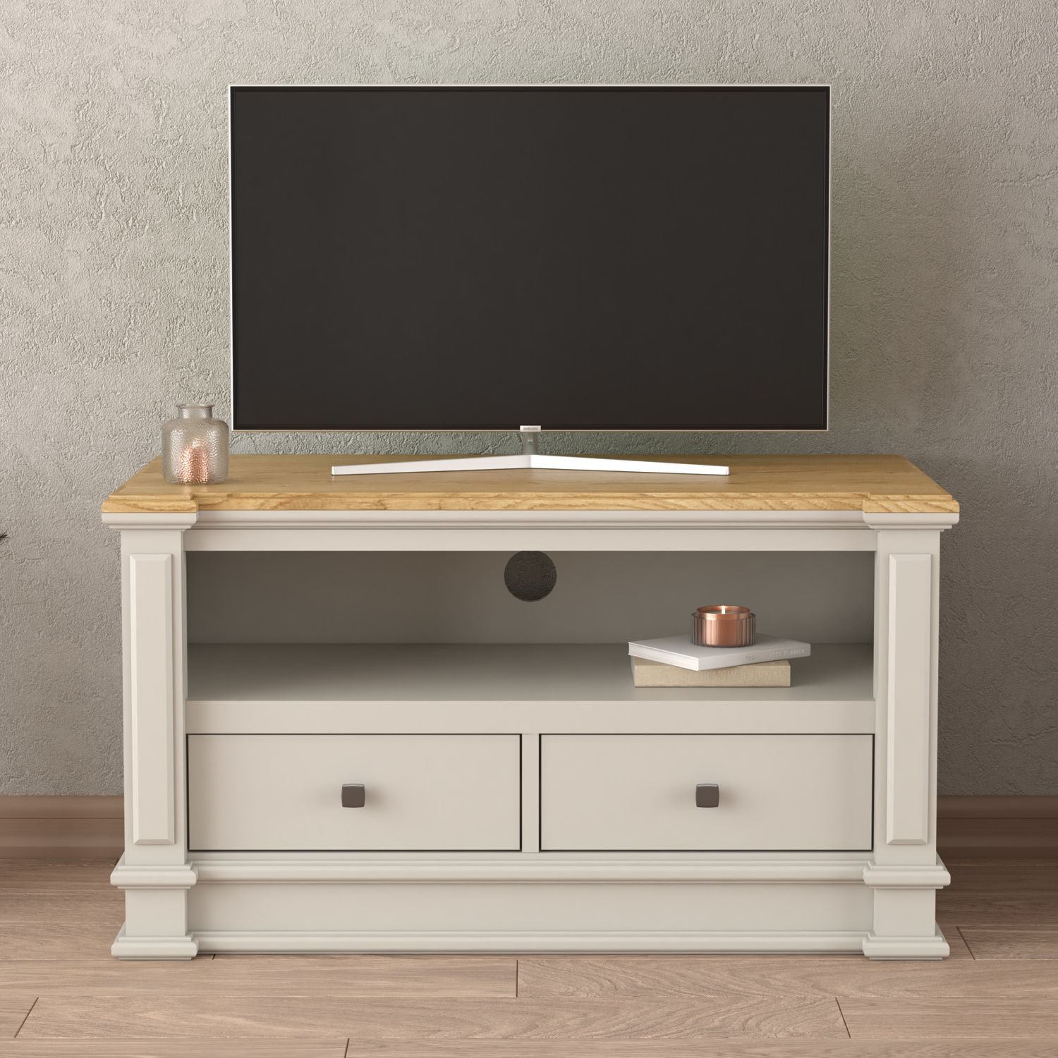 Lawson Oak And Soft White Painted Small Tv Cabinet