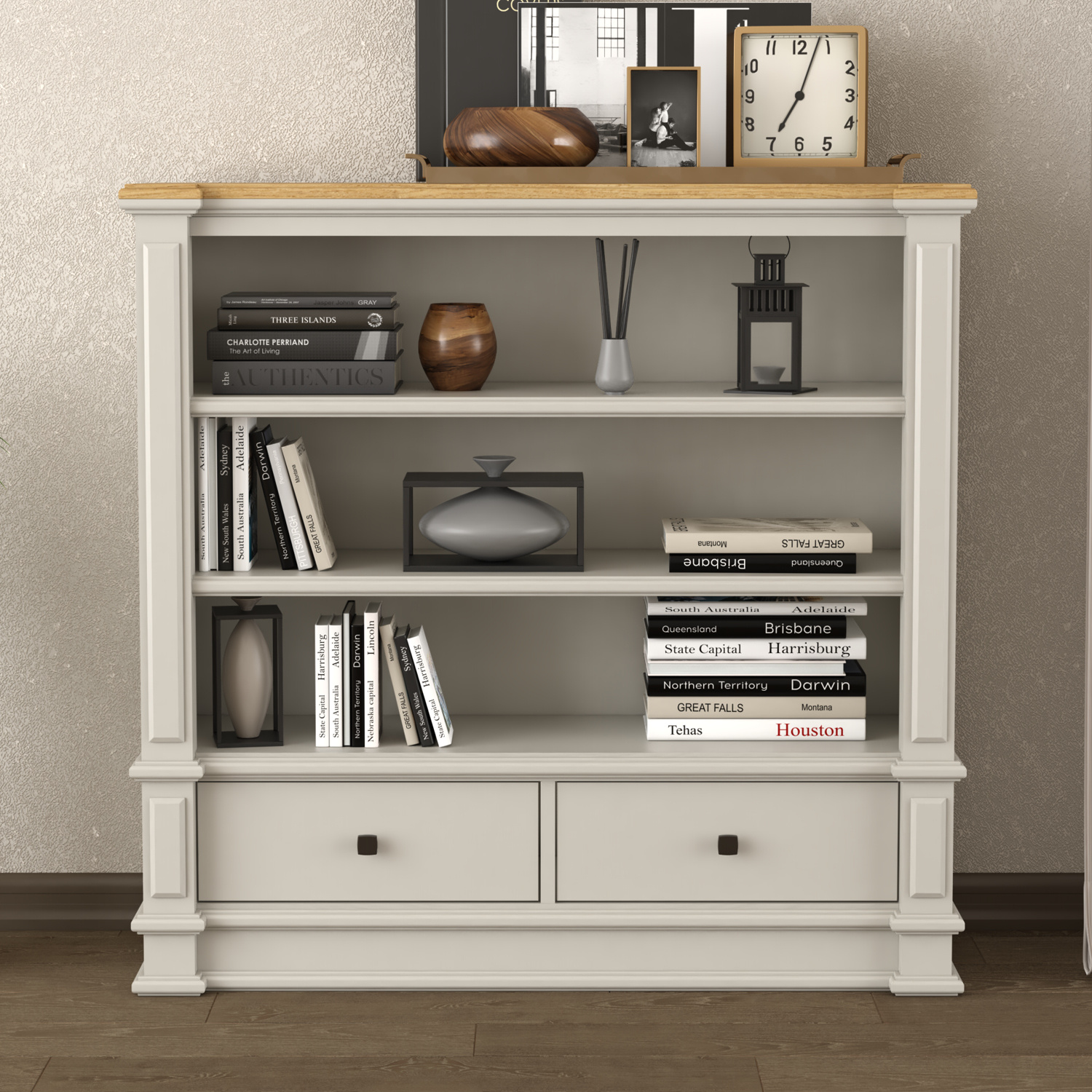 Lawson Oak And Soft White Painted Small Bookcase