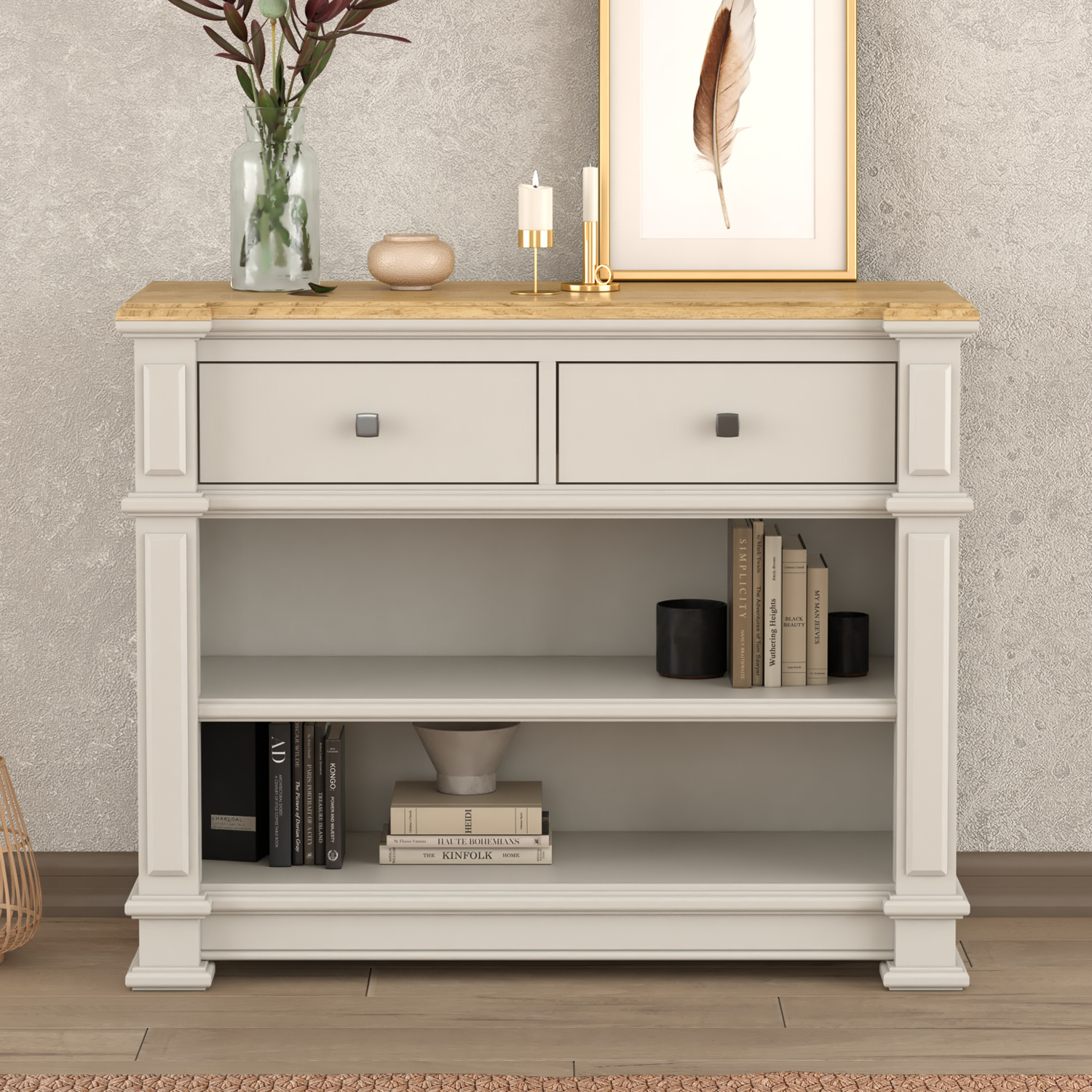 Lawson Oak And Soft White Painted Console Table