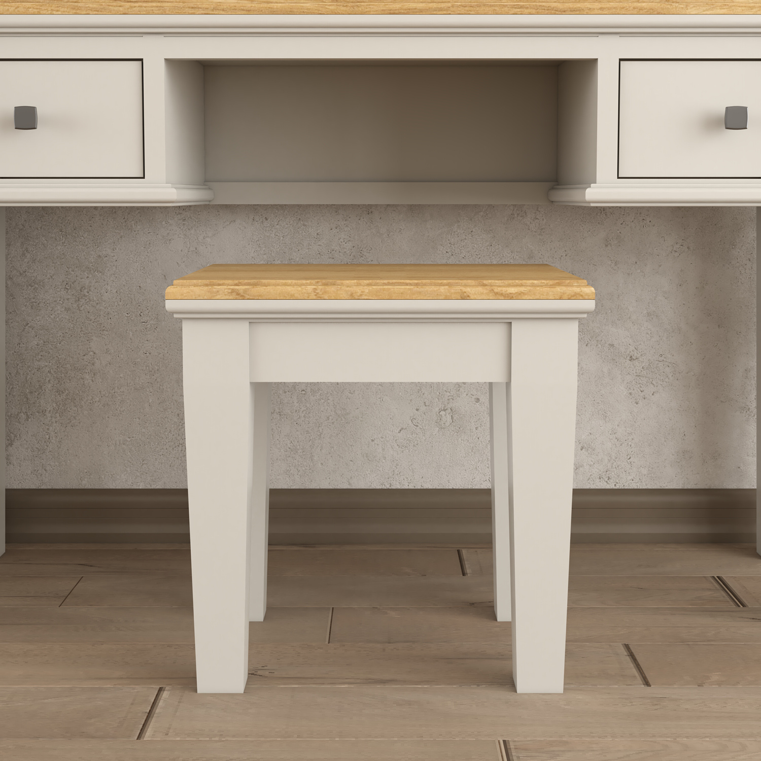 Lawson Oak and Soft White Painted Dressing Table Stool