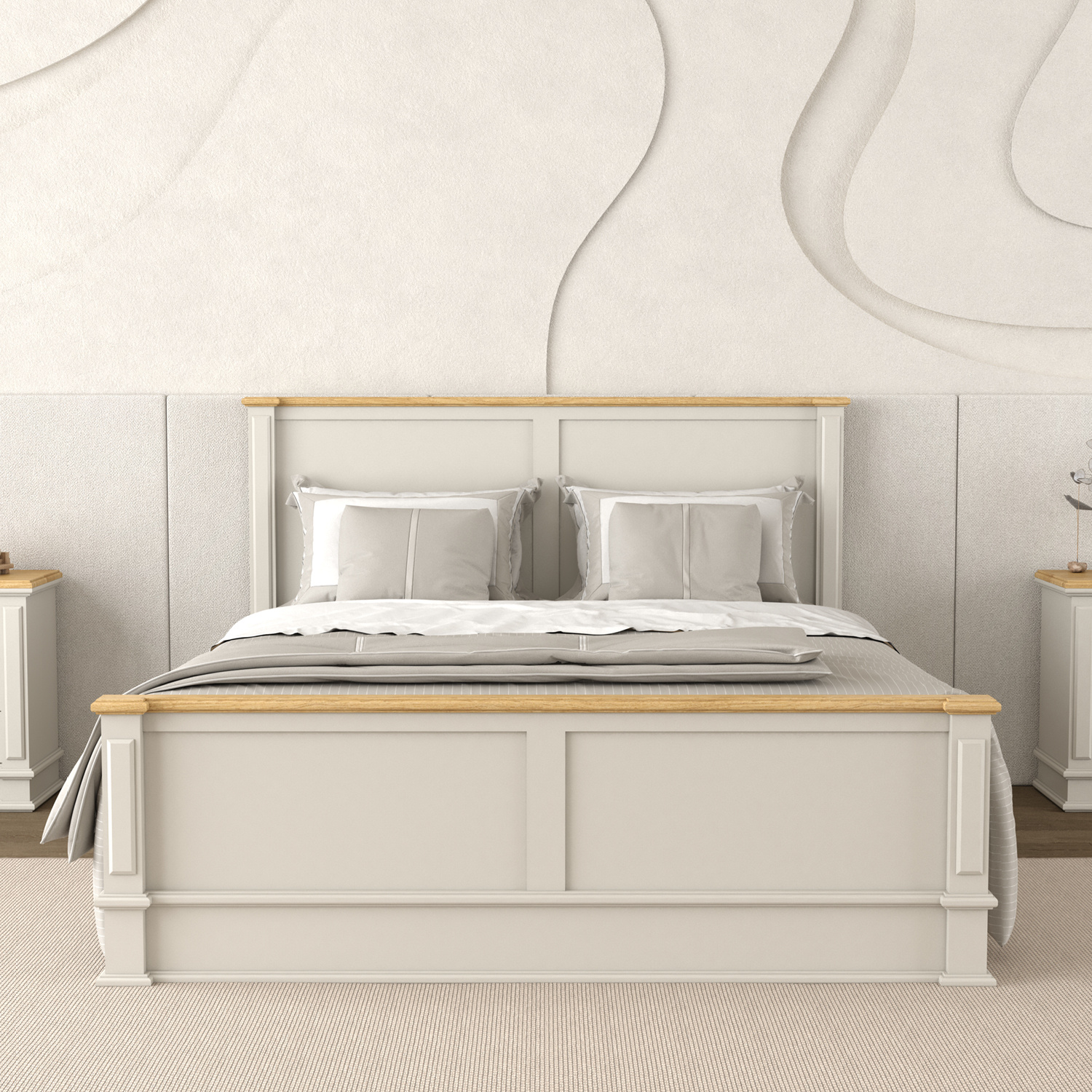 Lawson Oak And Soft White Painted Kingsize Bed