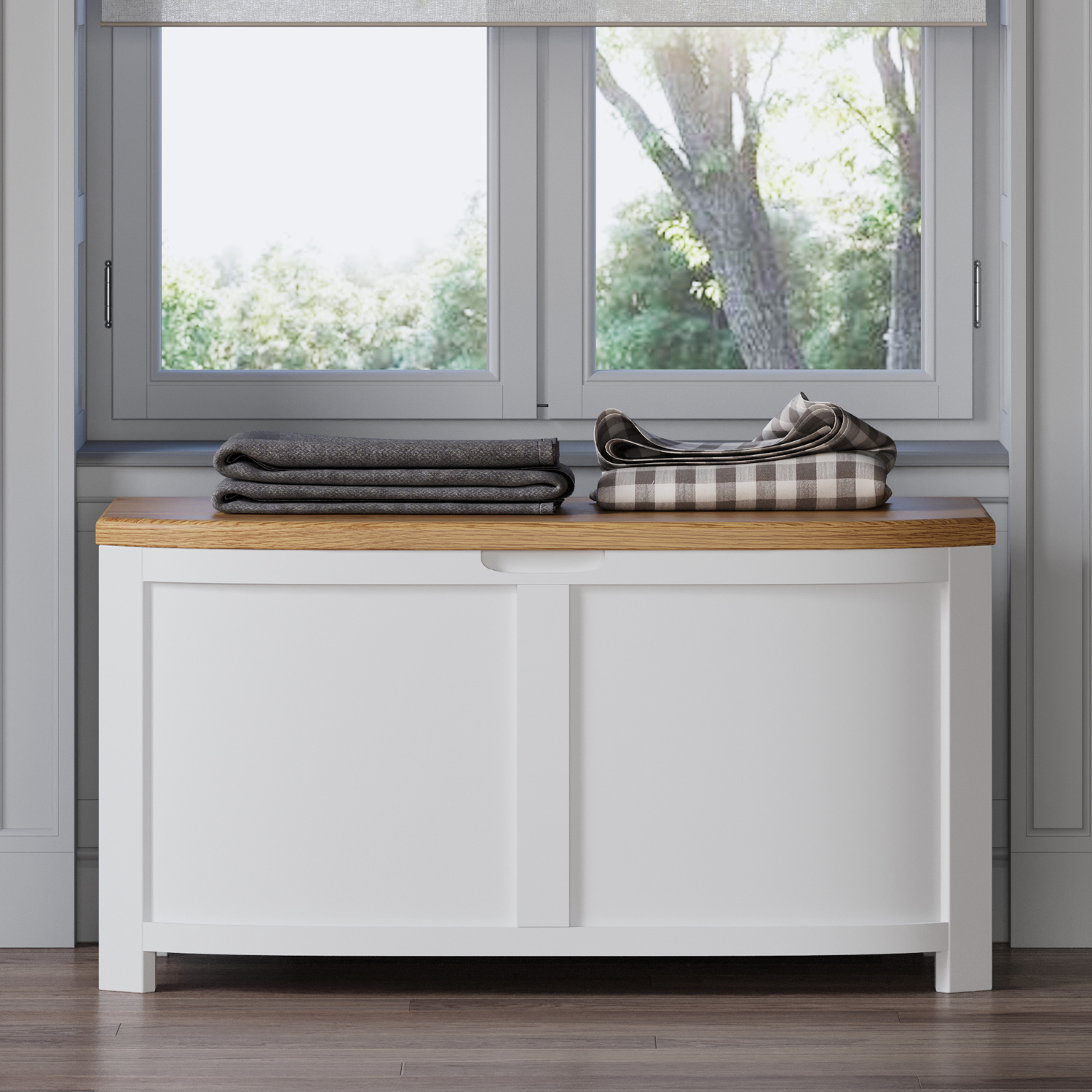 Bradwell Oak And Signal White Painted Blanket Box