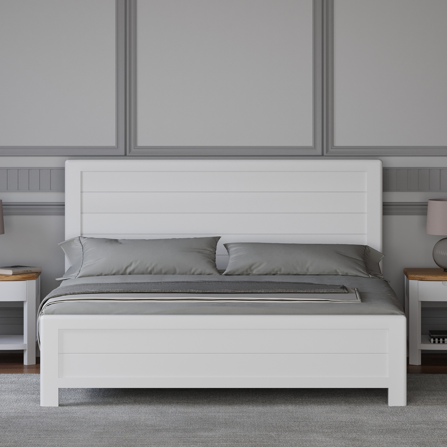 Bradwell Oak and Signal White Painted Super King Size Bed