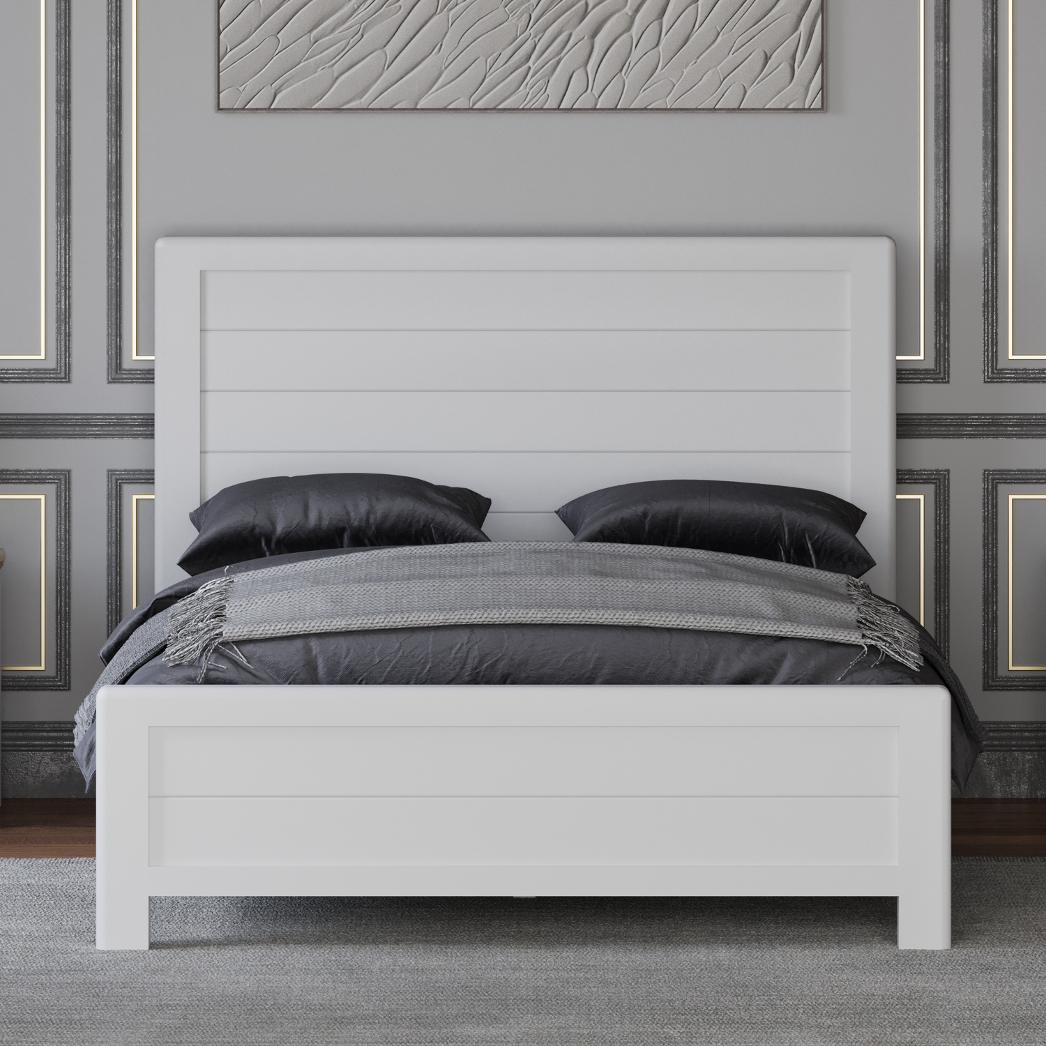 Bradwell Oak and Signal White Painted Double Bed