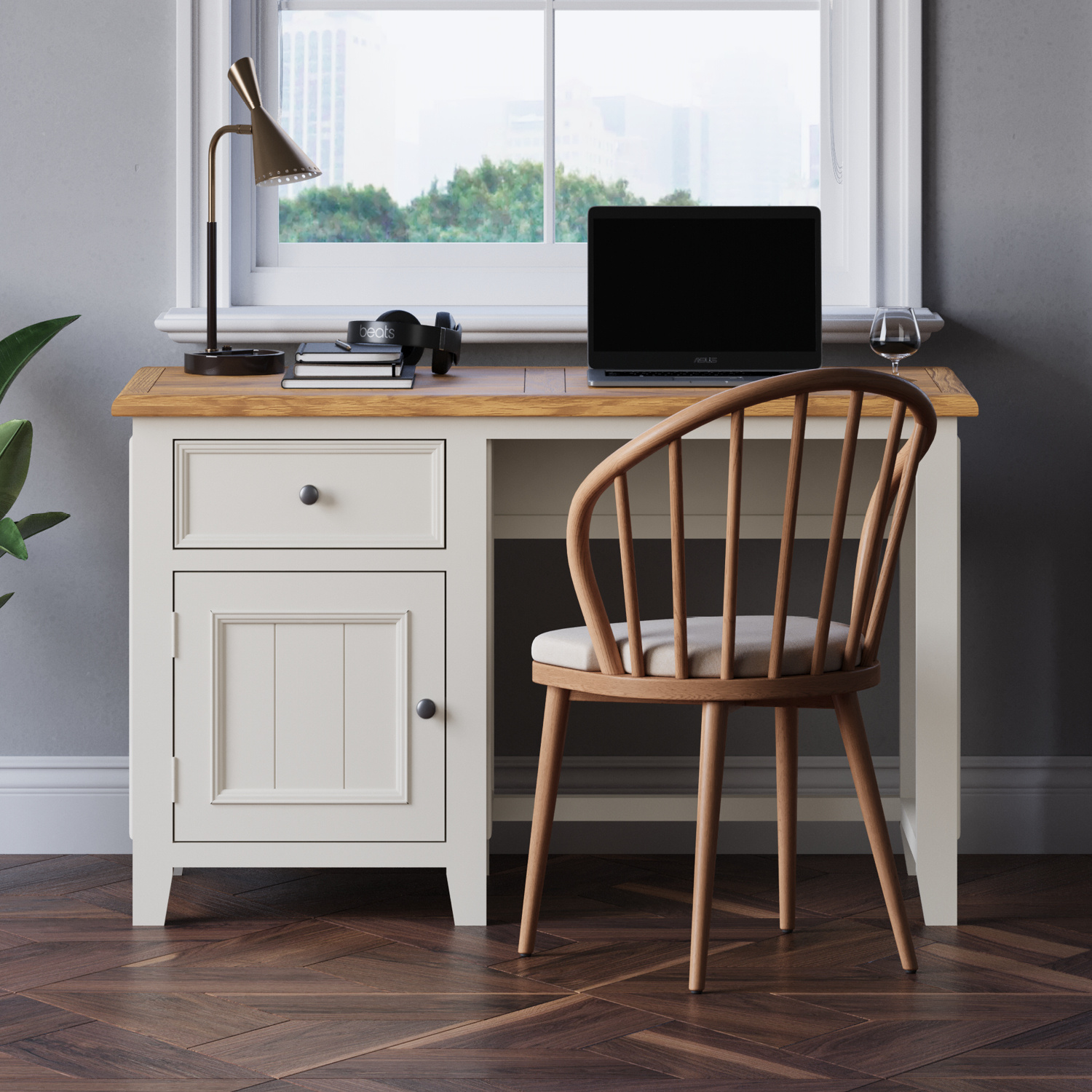 Weymouth Oak and Soft White Painted Computer Desk