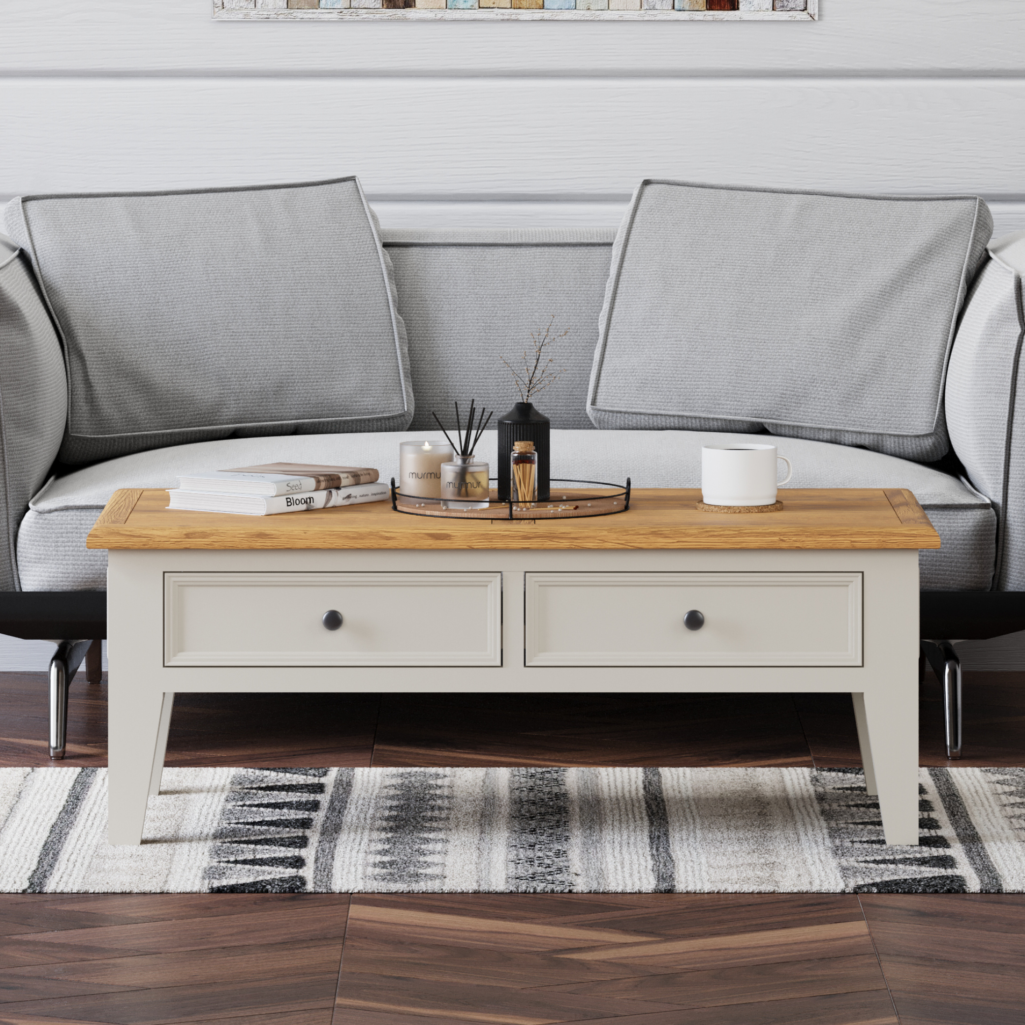 Weymouth Oak and Soft White Painted 4 Drawer Coffee Table Weymouth Oak and Soft White Painted 4 Drawer Coffee Table