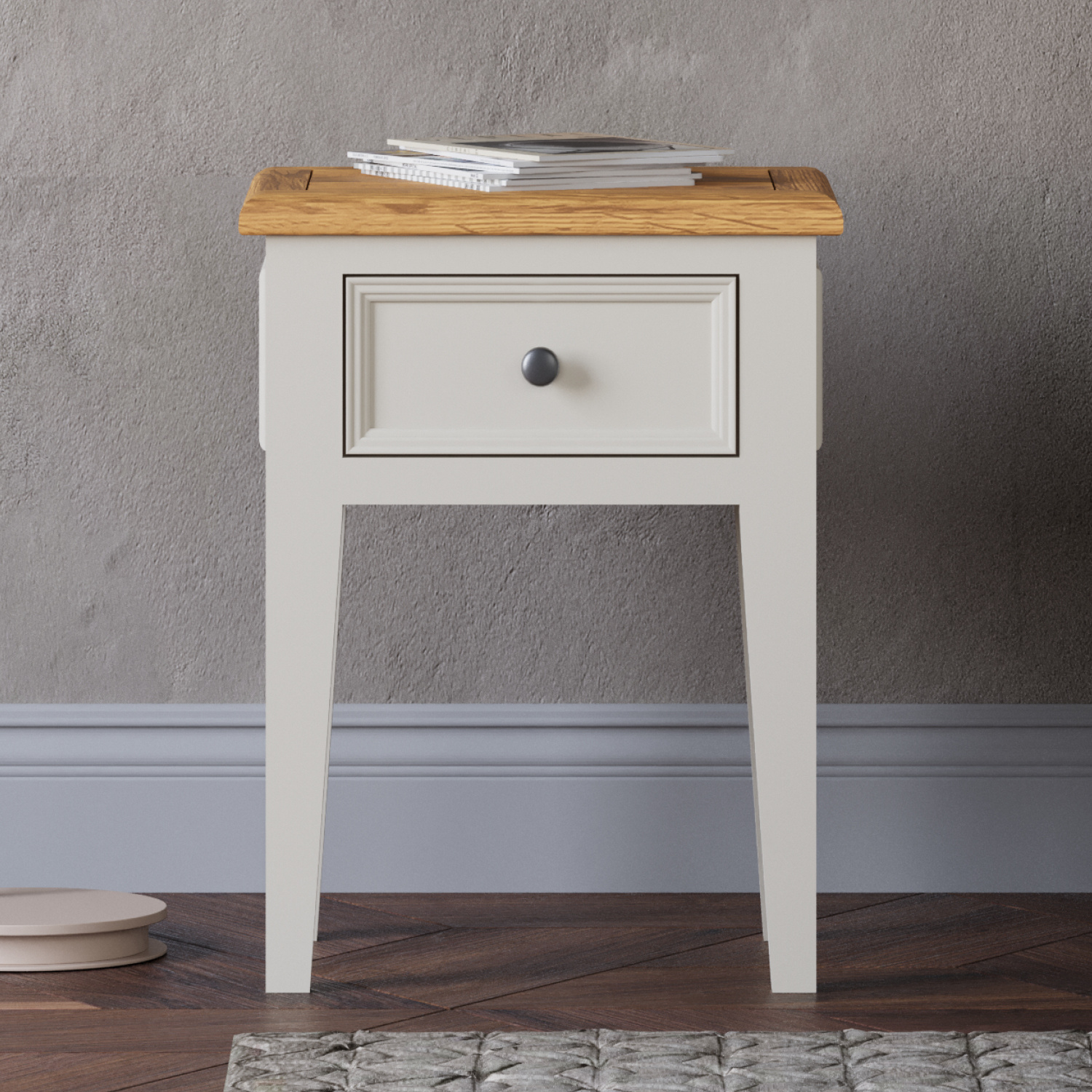 Weymouth Oak and Soft White Painted Bedside Table