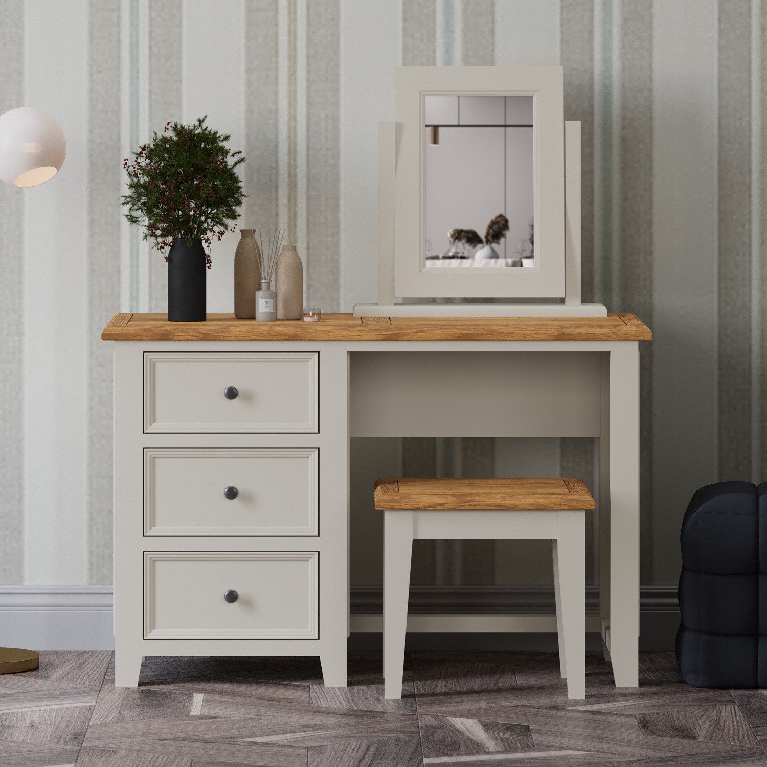 Weymouth Oak And Soft White Painted Dressing Table Set