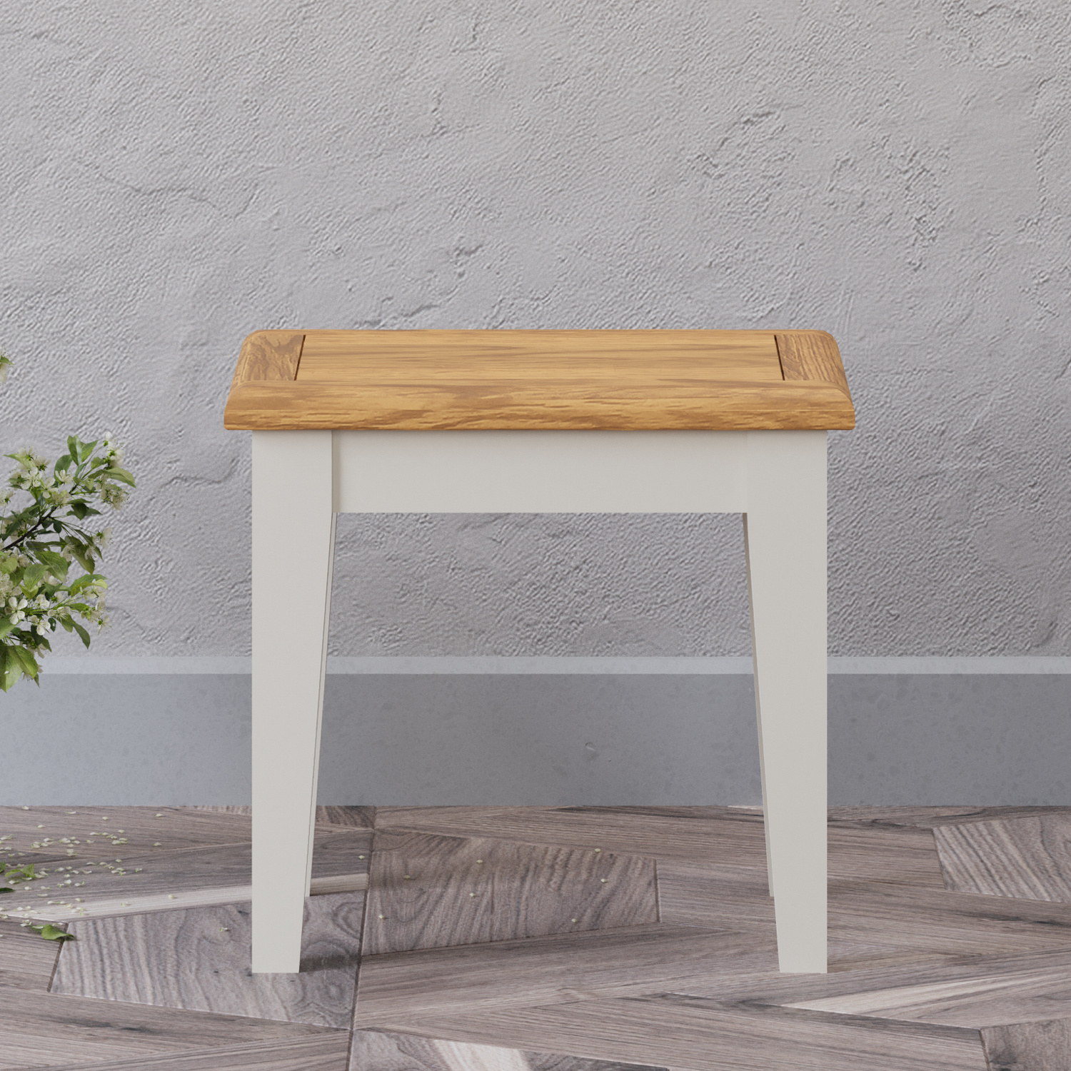 Weymouth Oak and Soft White Painted Dressing Stool