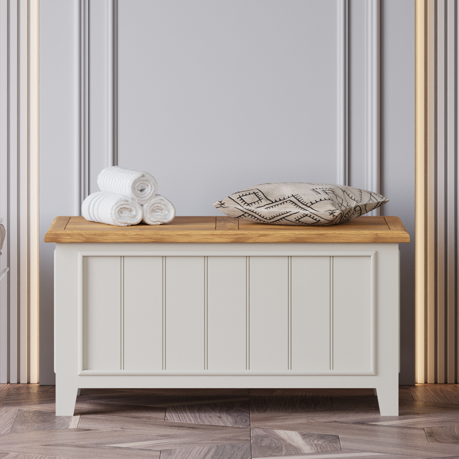 Weymouth Oak and Soft White Painted Blanket Box Weymouth Oak and Soft White Painted Blanket Box