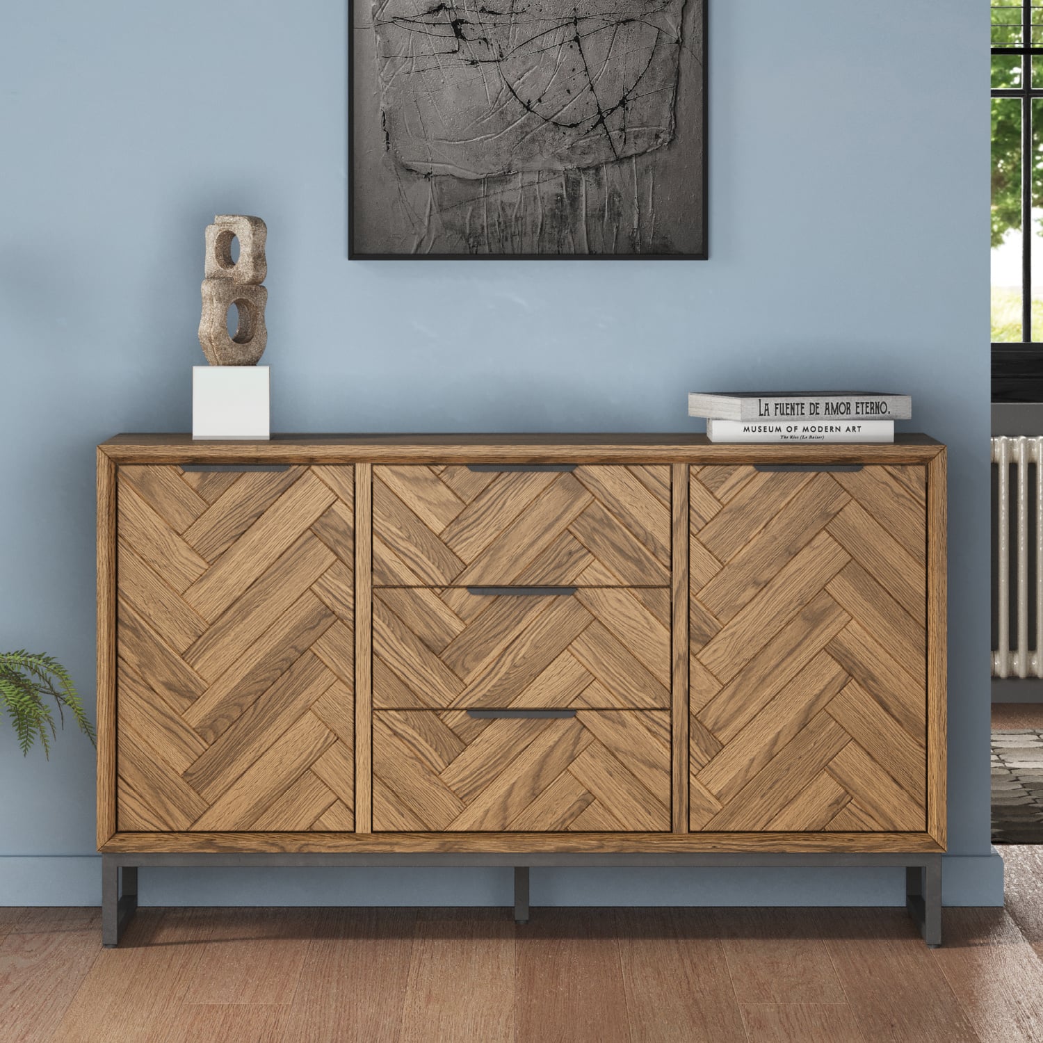 Herringbone Solid Oak Large Sideboard