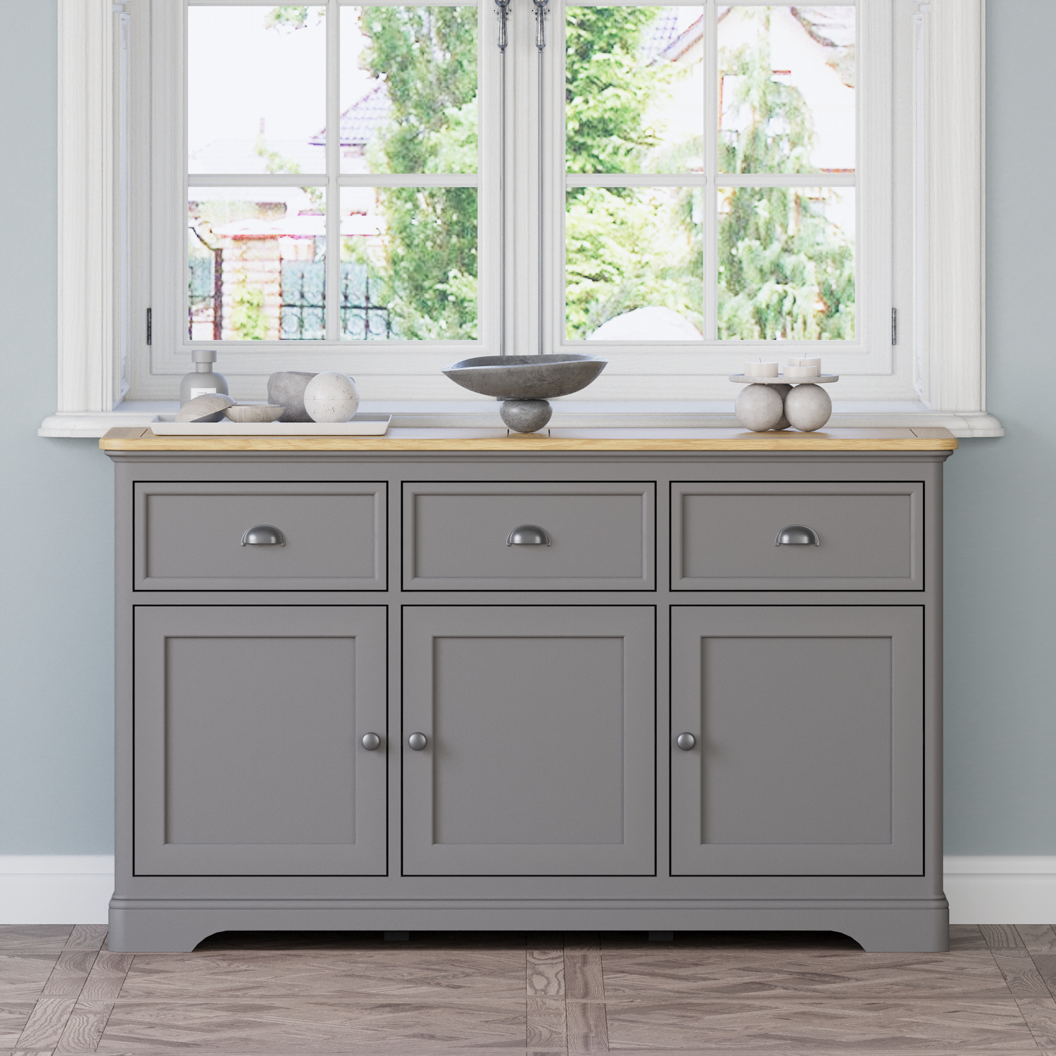 Felton Oak and Light Grey Painted Large Sideboard