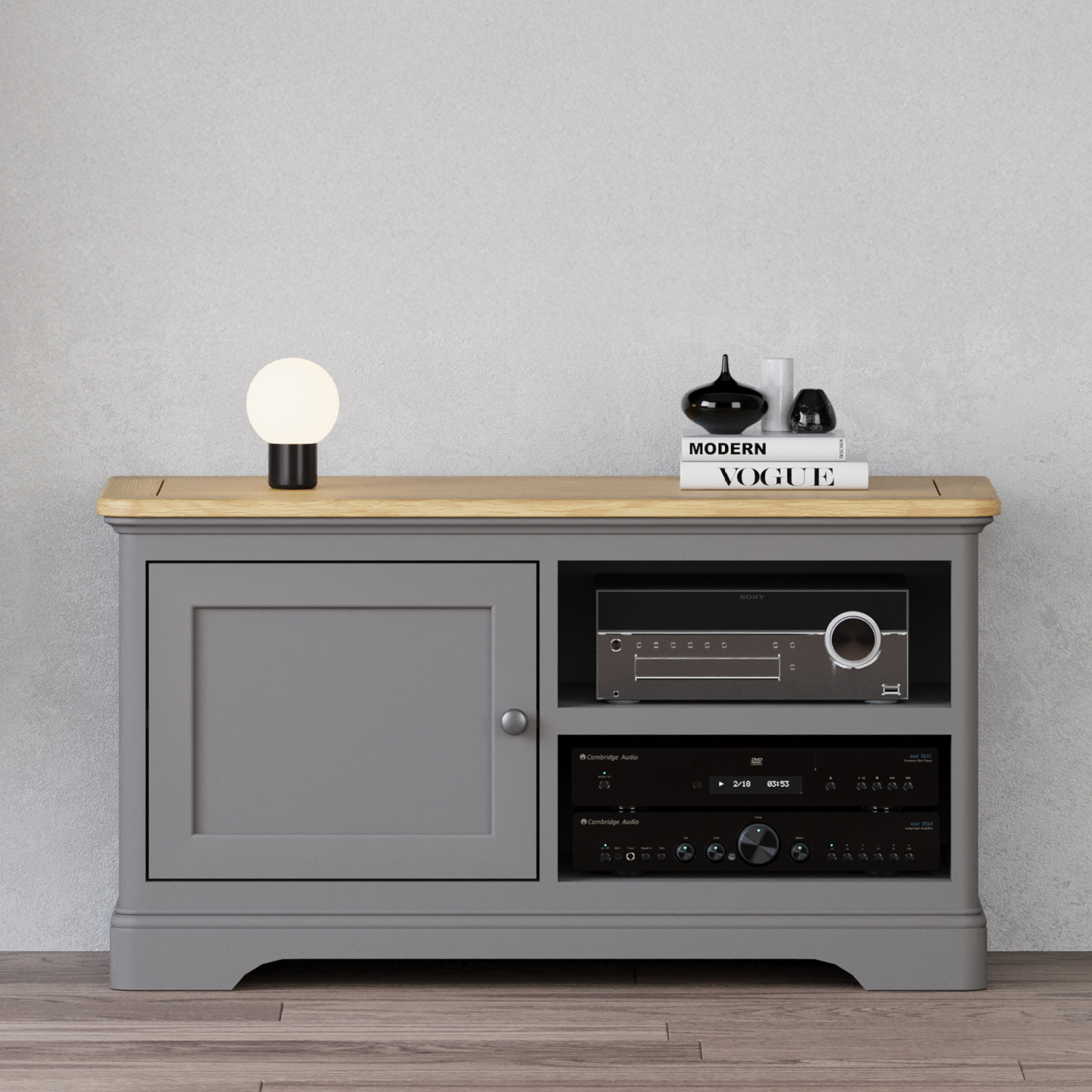 Felton Oak and Light Grey Painted Small TV Cabinet