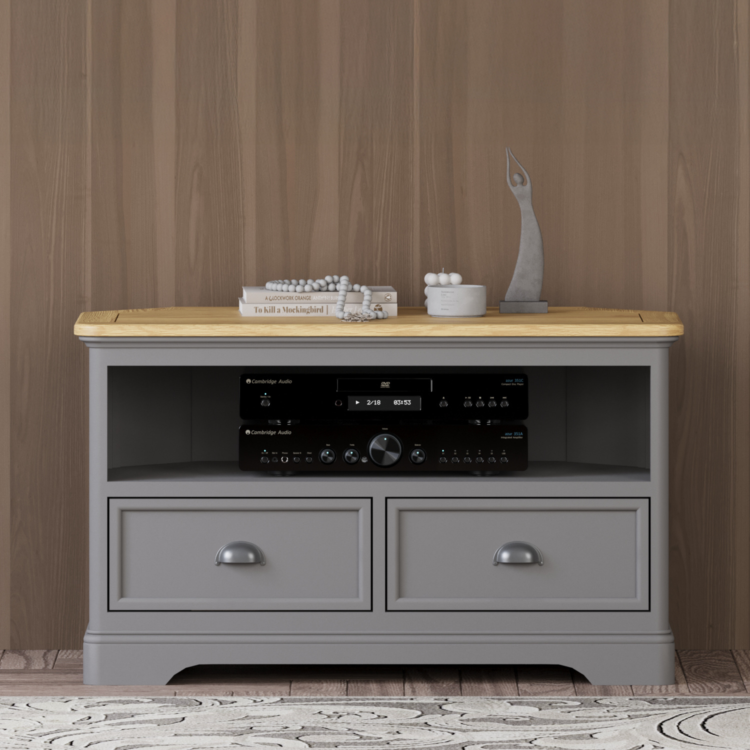 Felton Oak And Light Grey Painted Corner Tv Cabinet