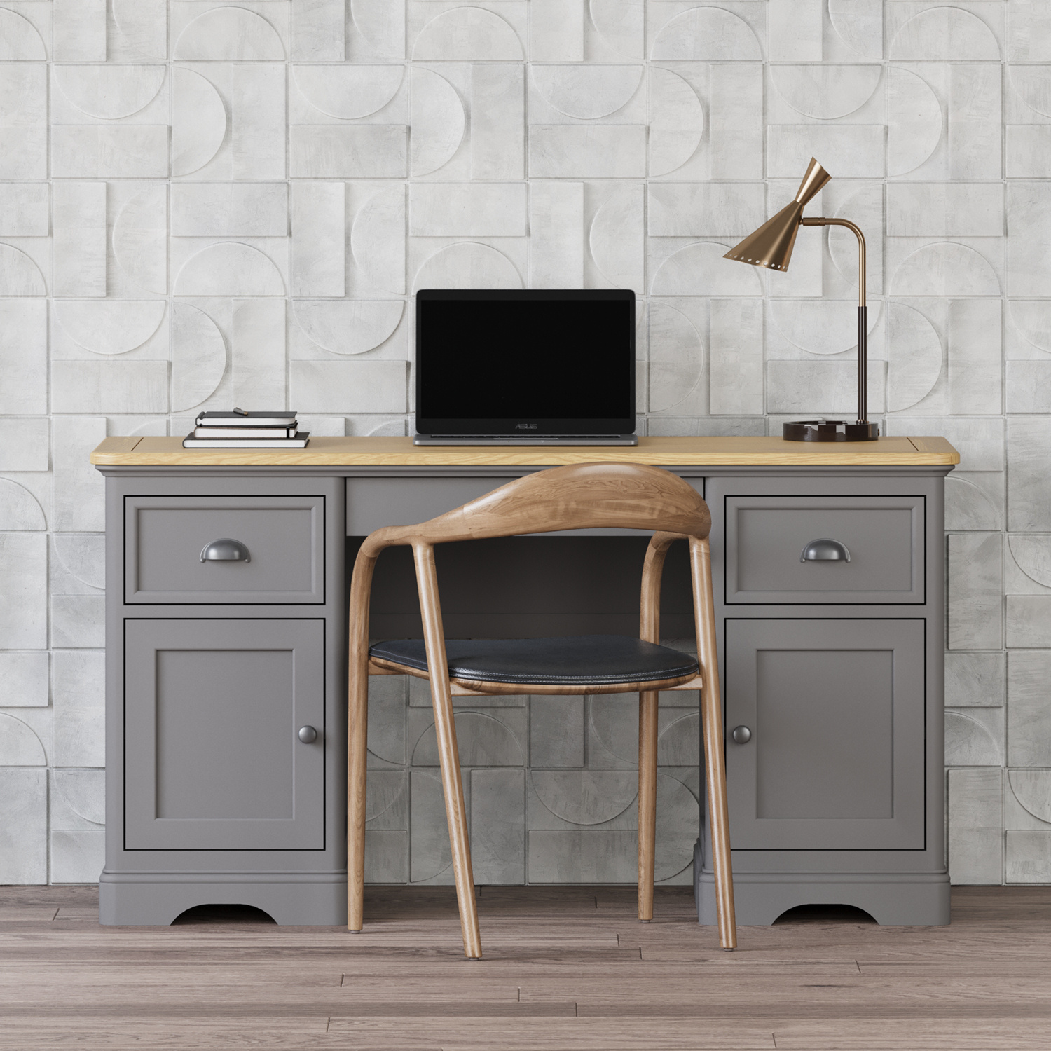 Felton Oak and Light Grey Painted Computer Desk Felton Oak and Light Grey Painted Computer Desk