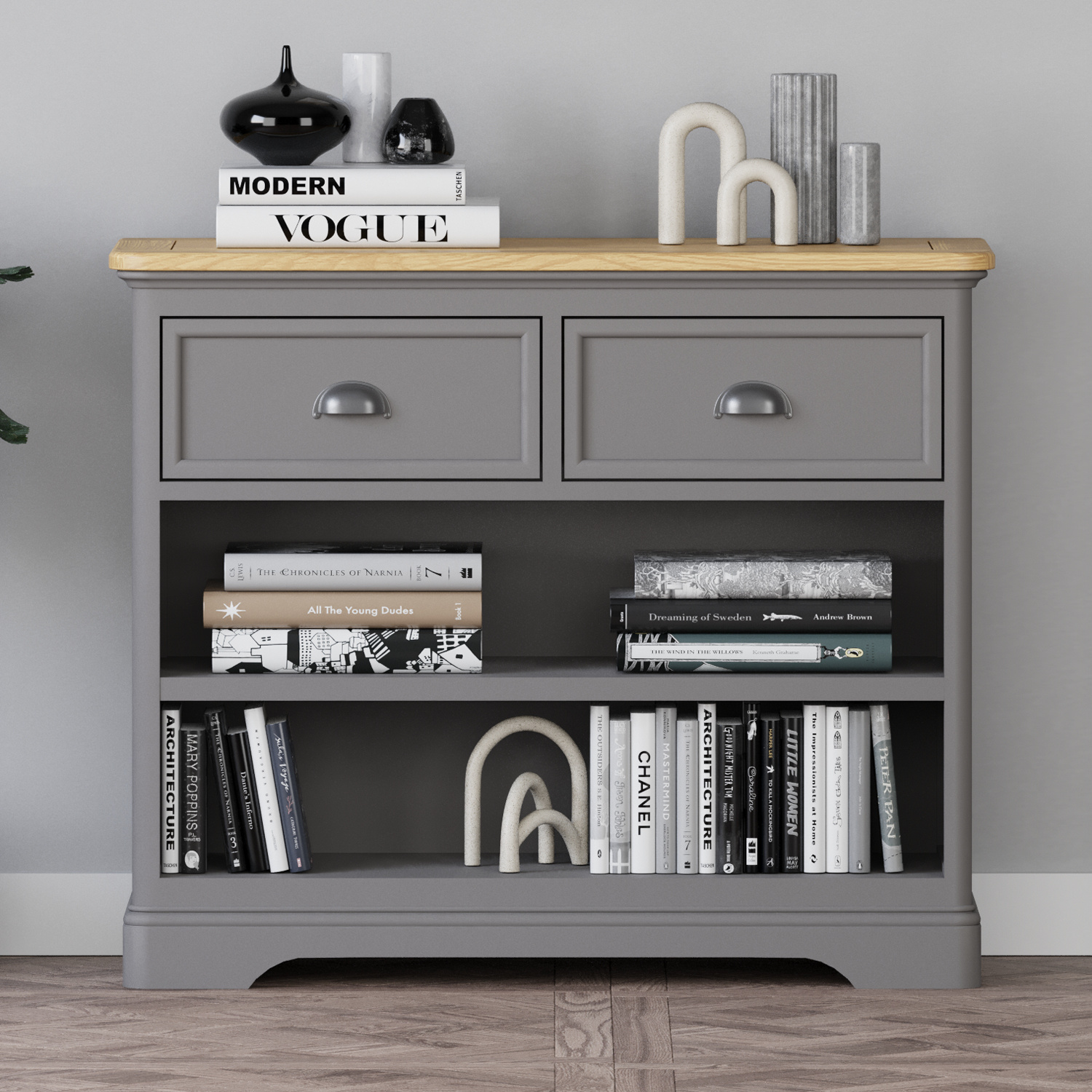 Felton Oak And Light Grey Painted Storage Console Table