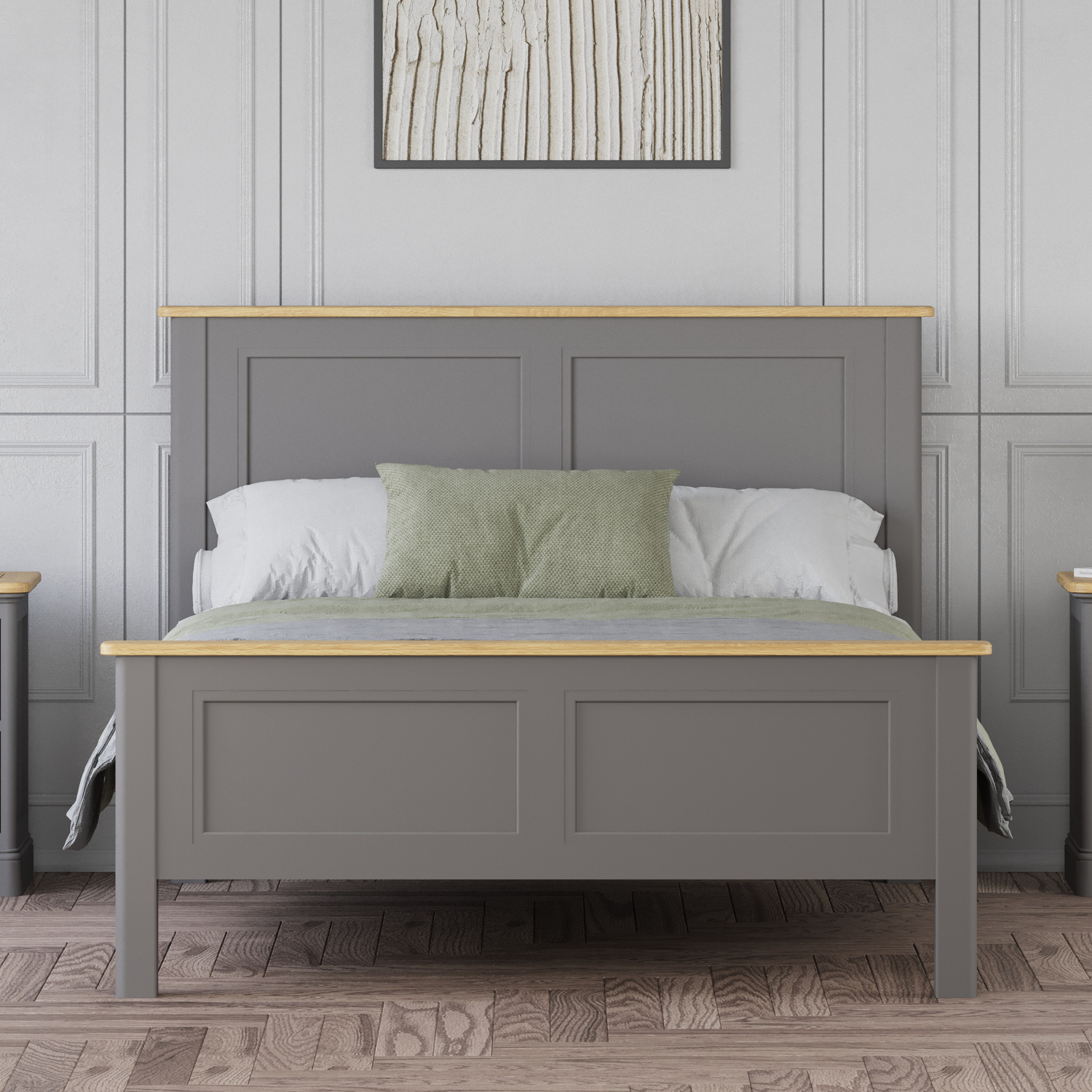 Felton Oak And Light Grey Painted Double Bed