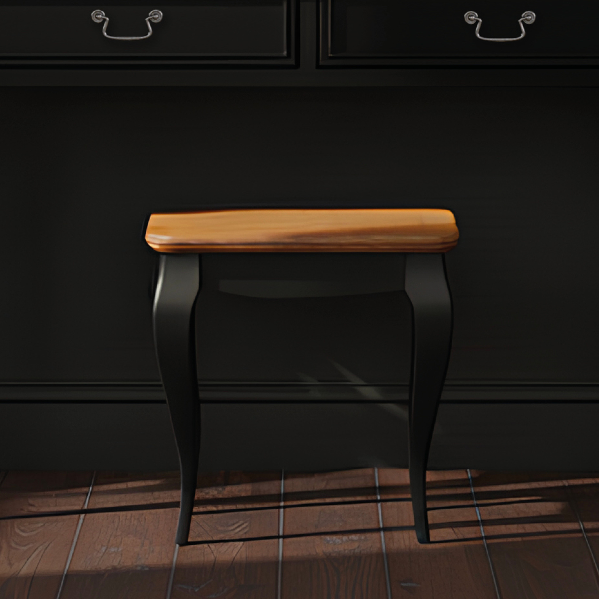 Chateau Noir Oak And Black Painted Dressing Table Stool