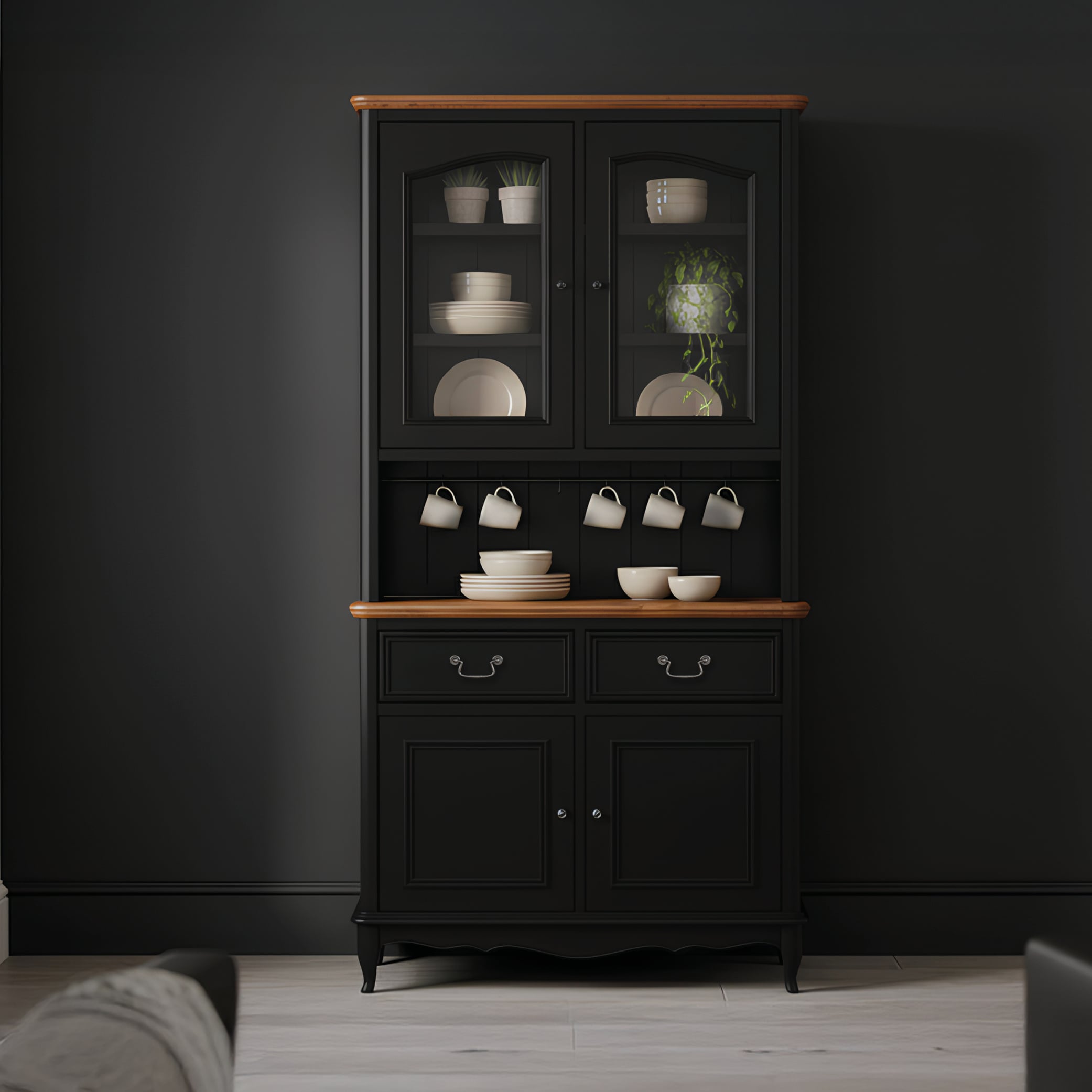Chateau Noir Oak and Black Painted Small Dresser