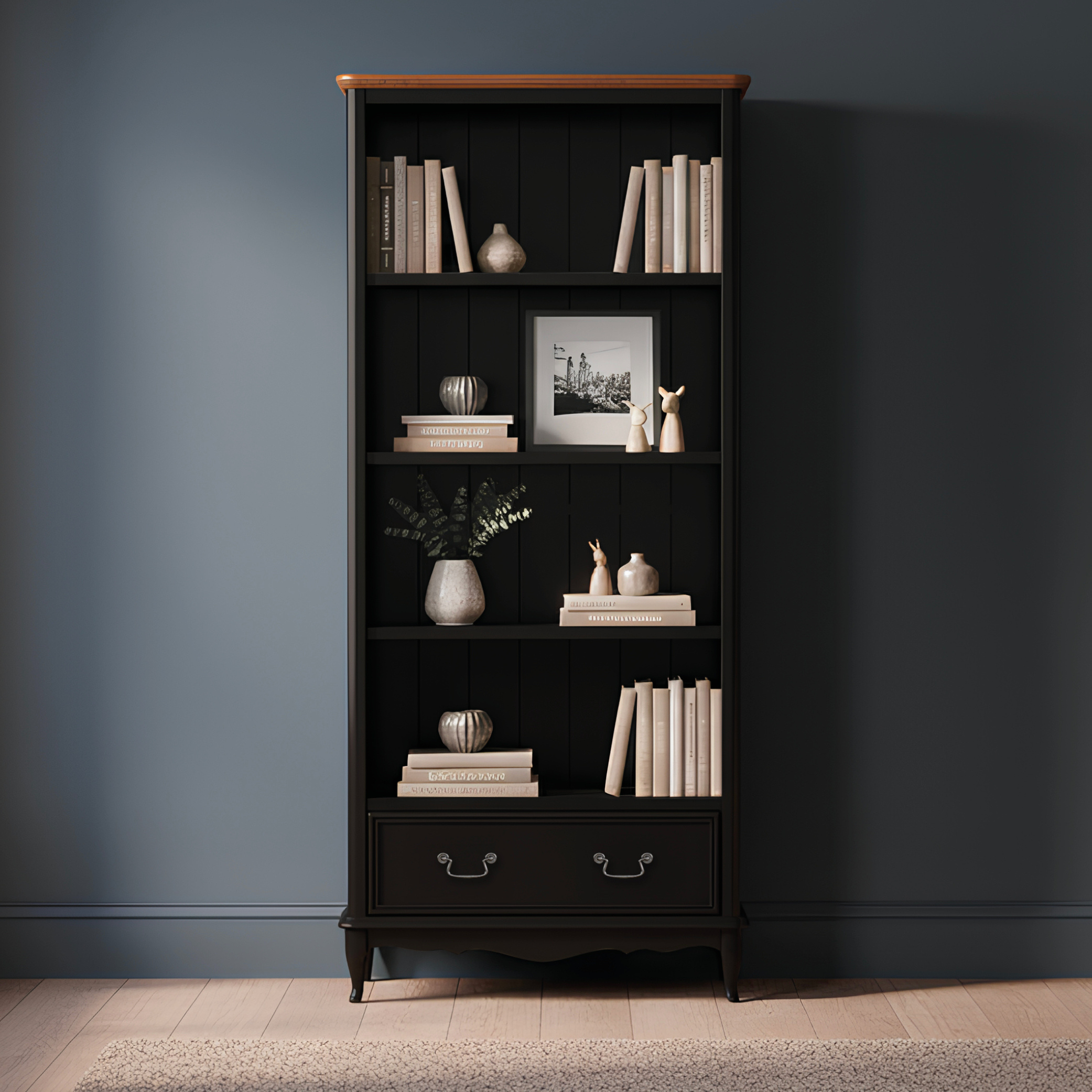 Chateau Noir Oak And Black Painted Tall Bookcase