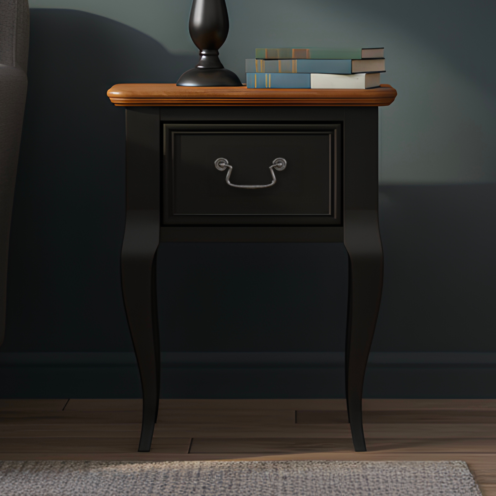Chateau Noir Oak And Black Painted Lamp Table