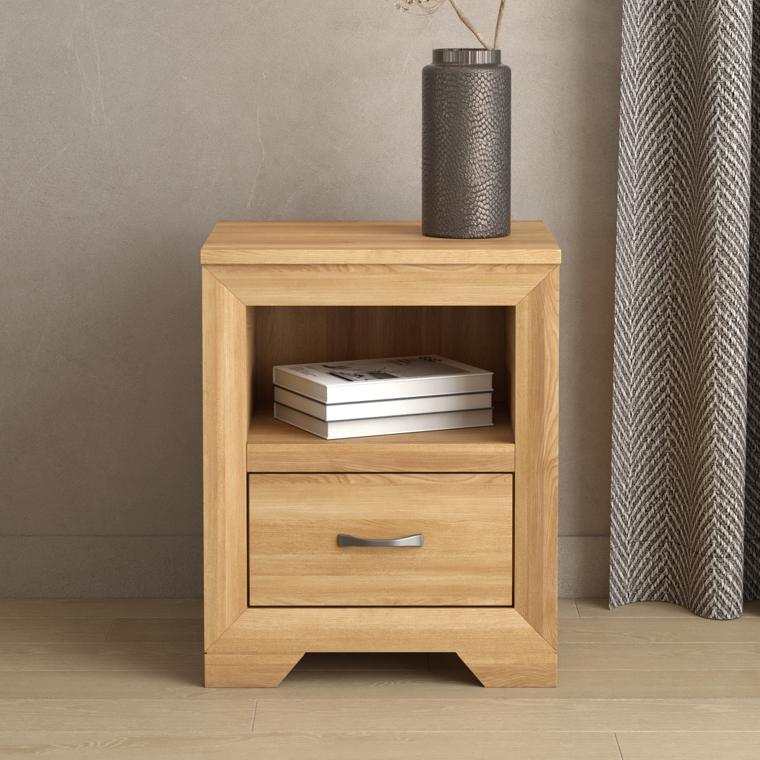 Tilt 100 Solid Oak 1 Drawer Bedside Table