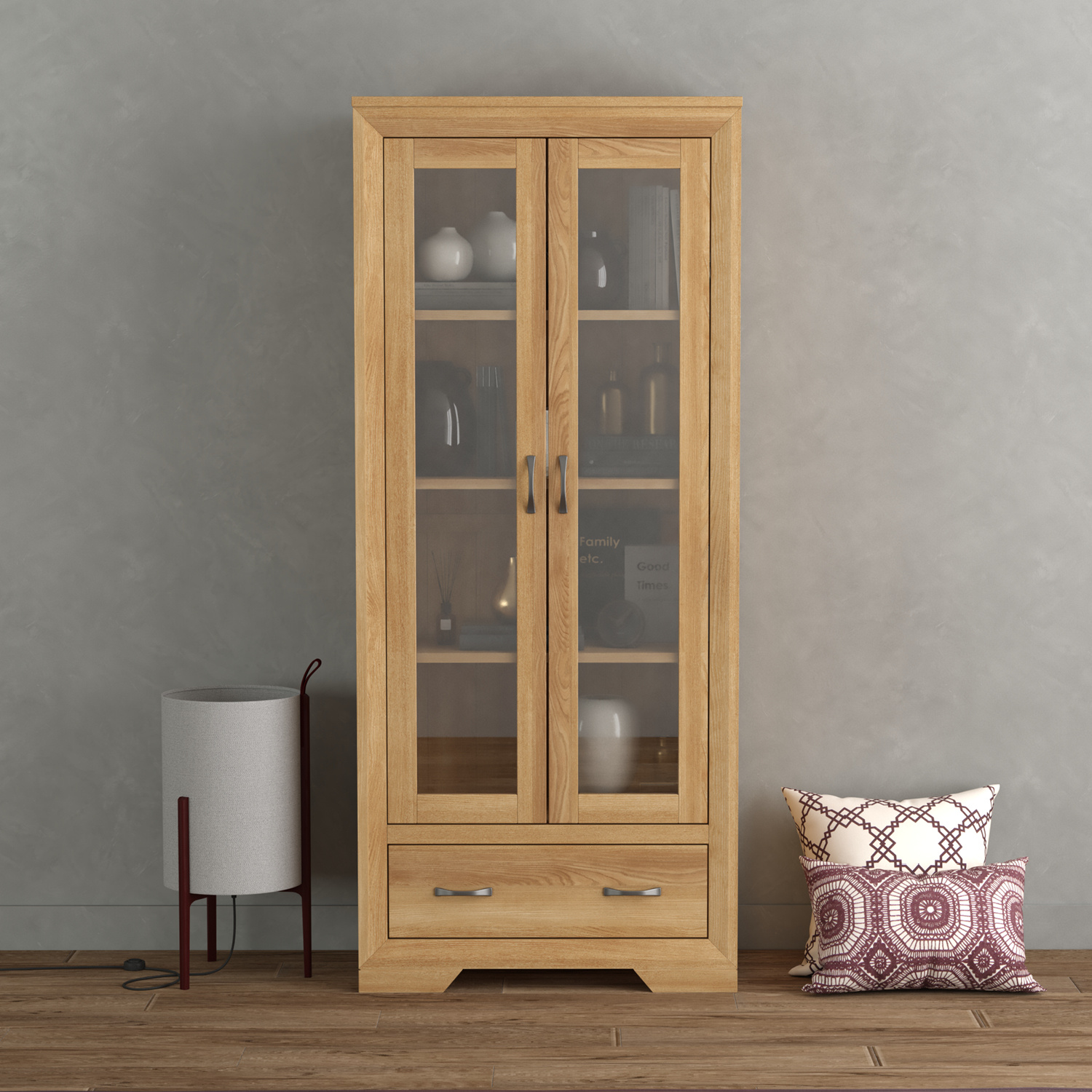 Tilt Solid Oak Glazed Display Cabinet