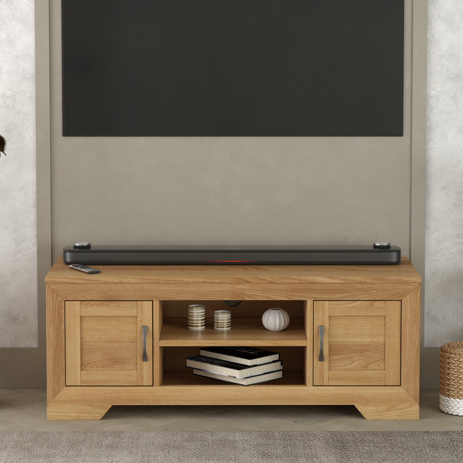 Tilt 100 Solid Oak Super Wide Tv Cabinet