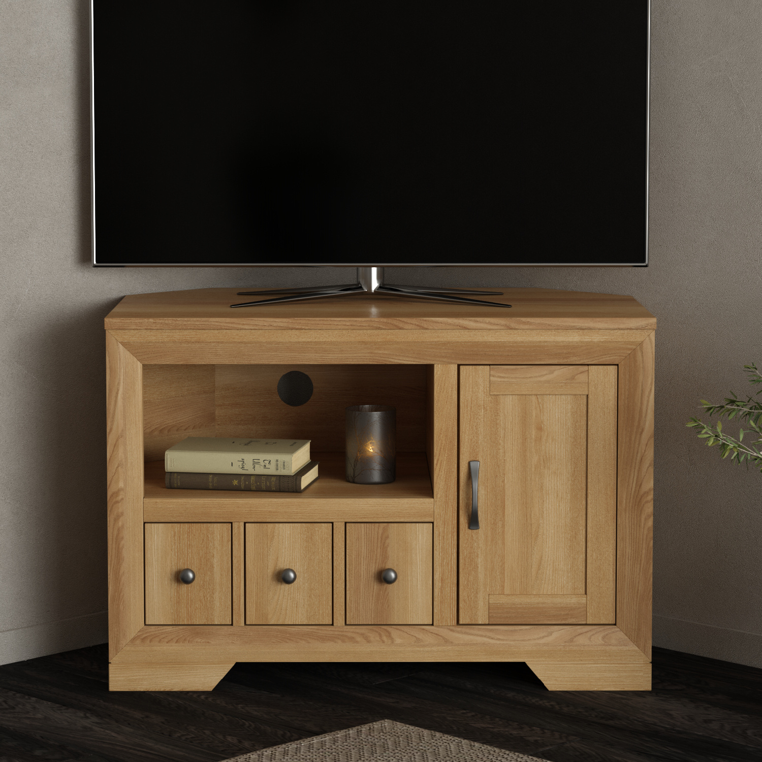 Tilt 100 Solid Oak Corner Tv Cabinet