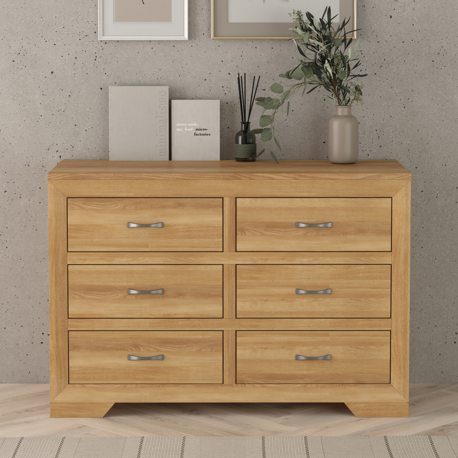 Tilt Solid Oak Wide Chest Of Drawers
