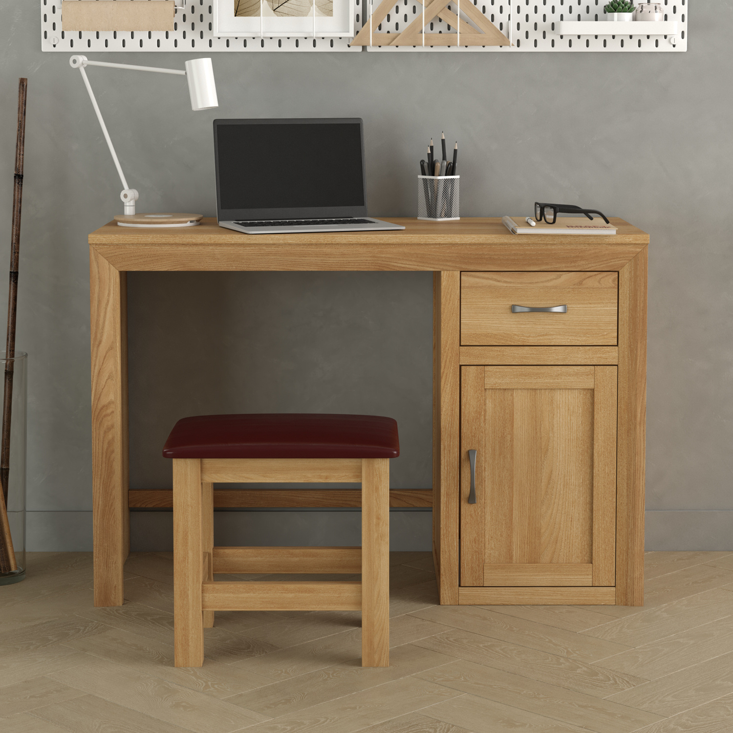 Tilt Solid Oak Computer Desk