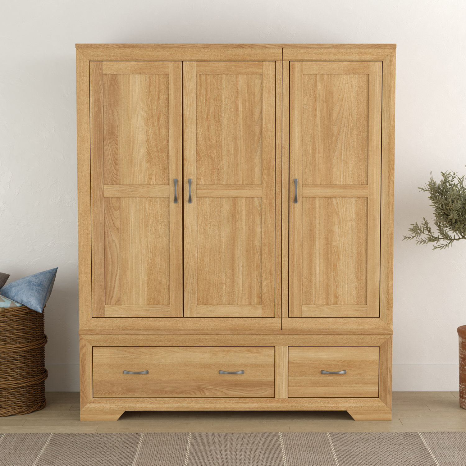 Tilt Solid Oak Triple Wardrobe